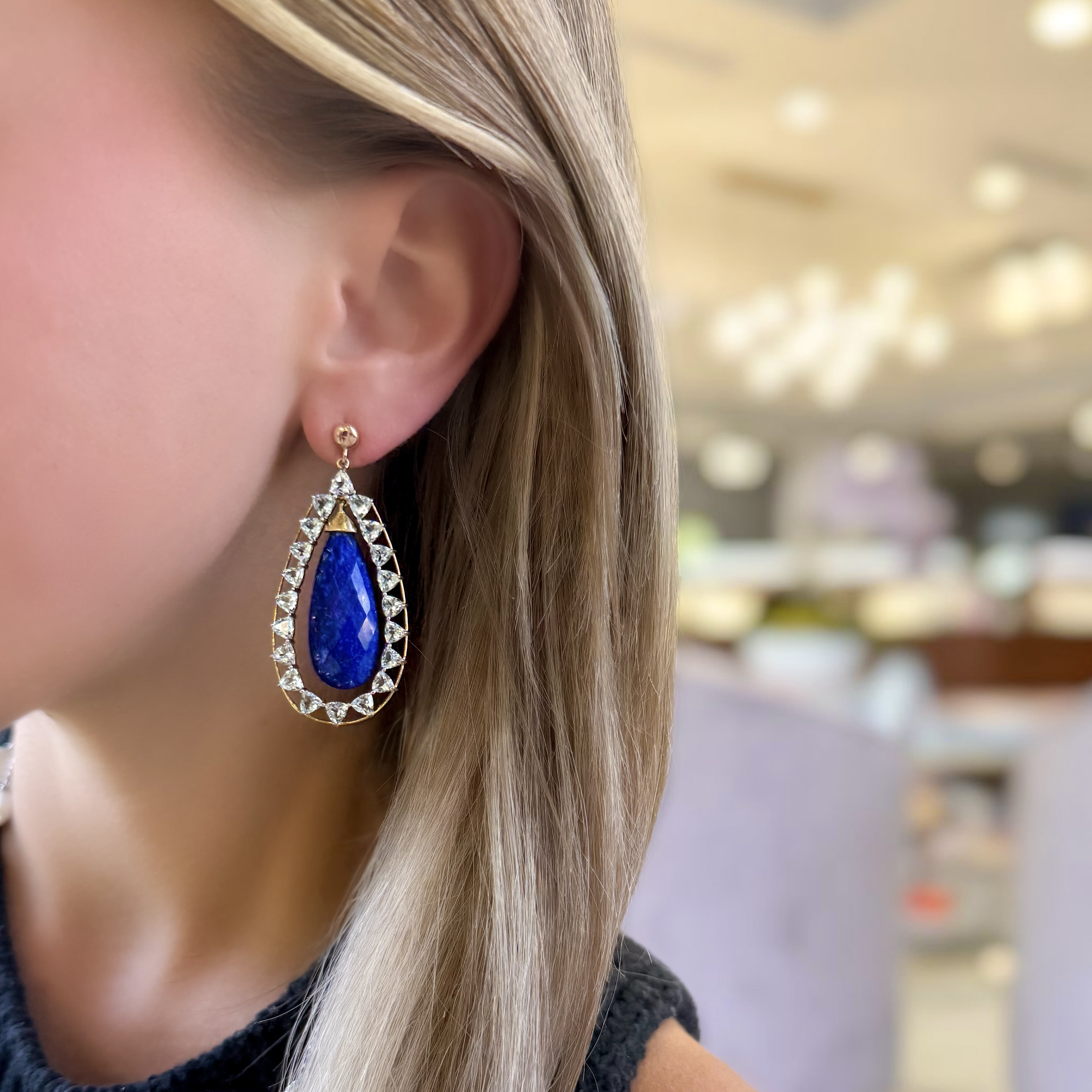 Lapis and Blue Topaz Statement Earrings