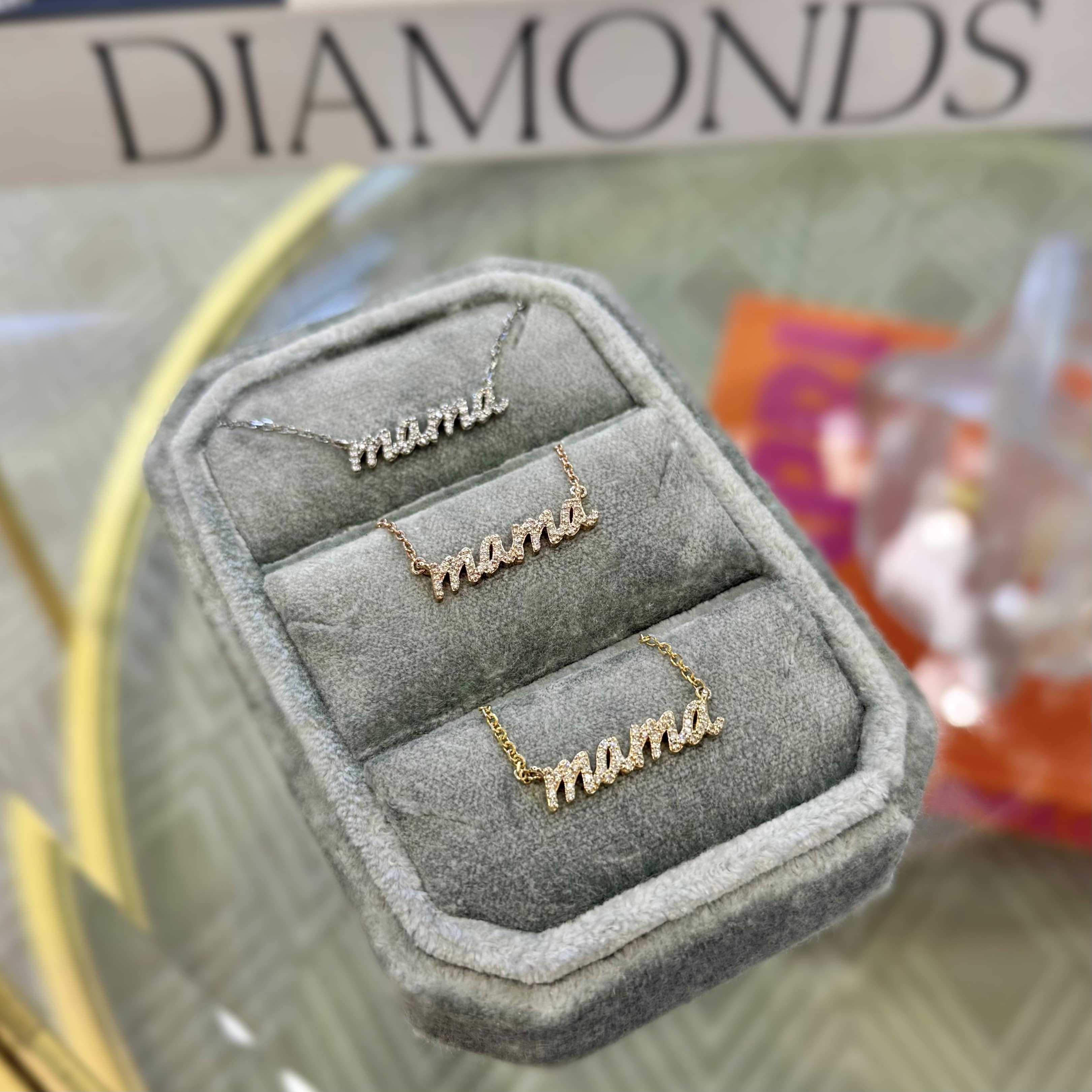 Pave Diamond Mama Necklace
