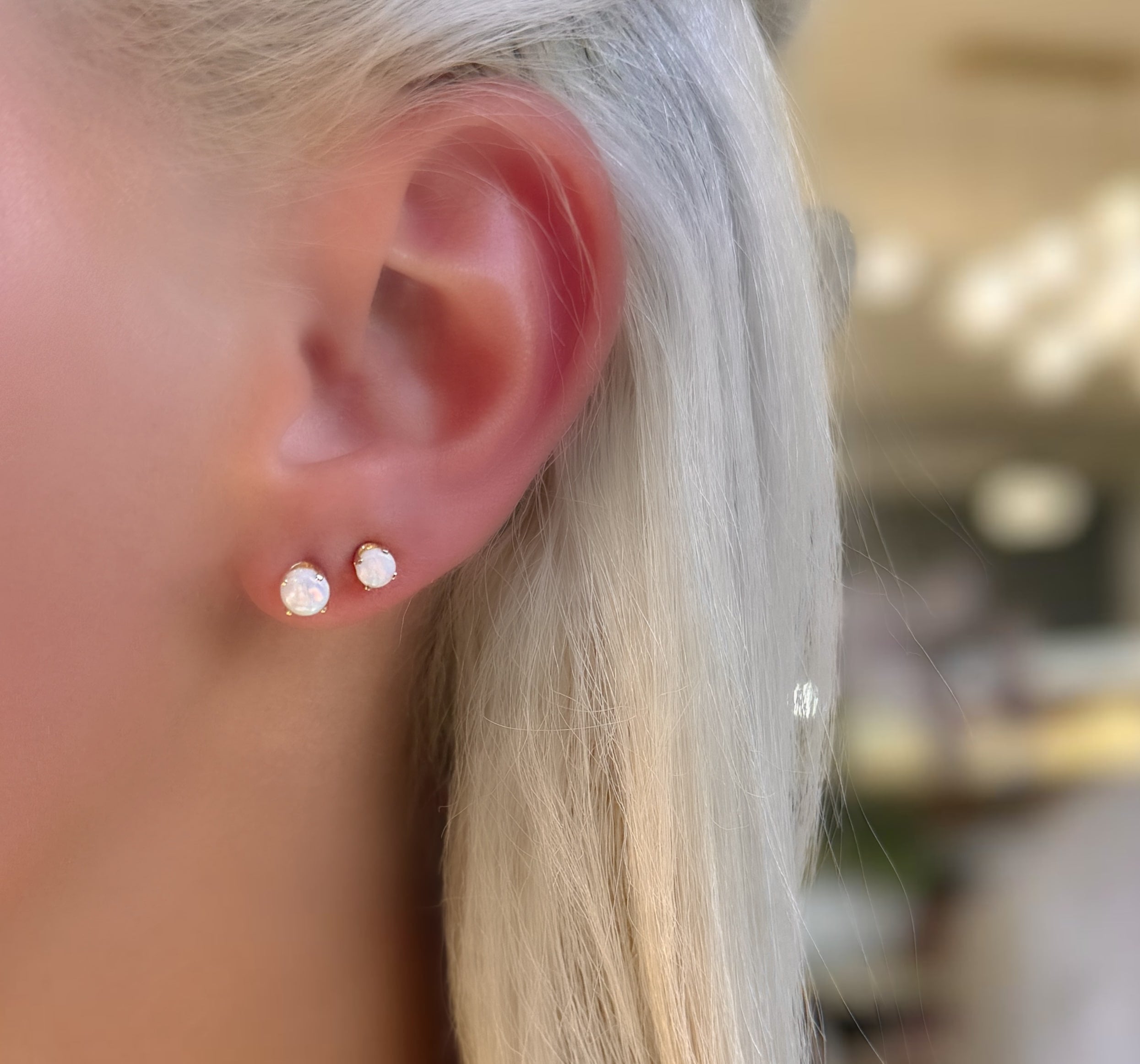 Opal Birthstone Studs