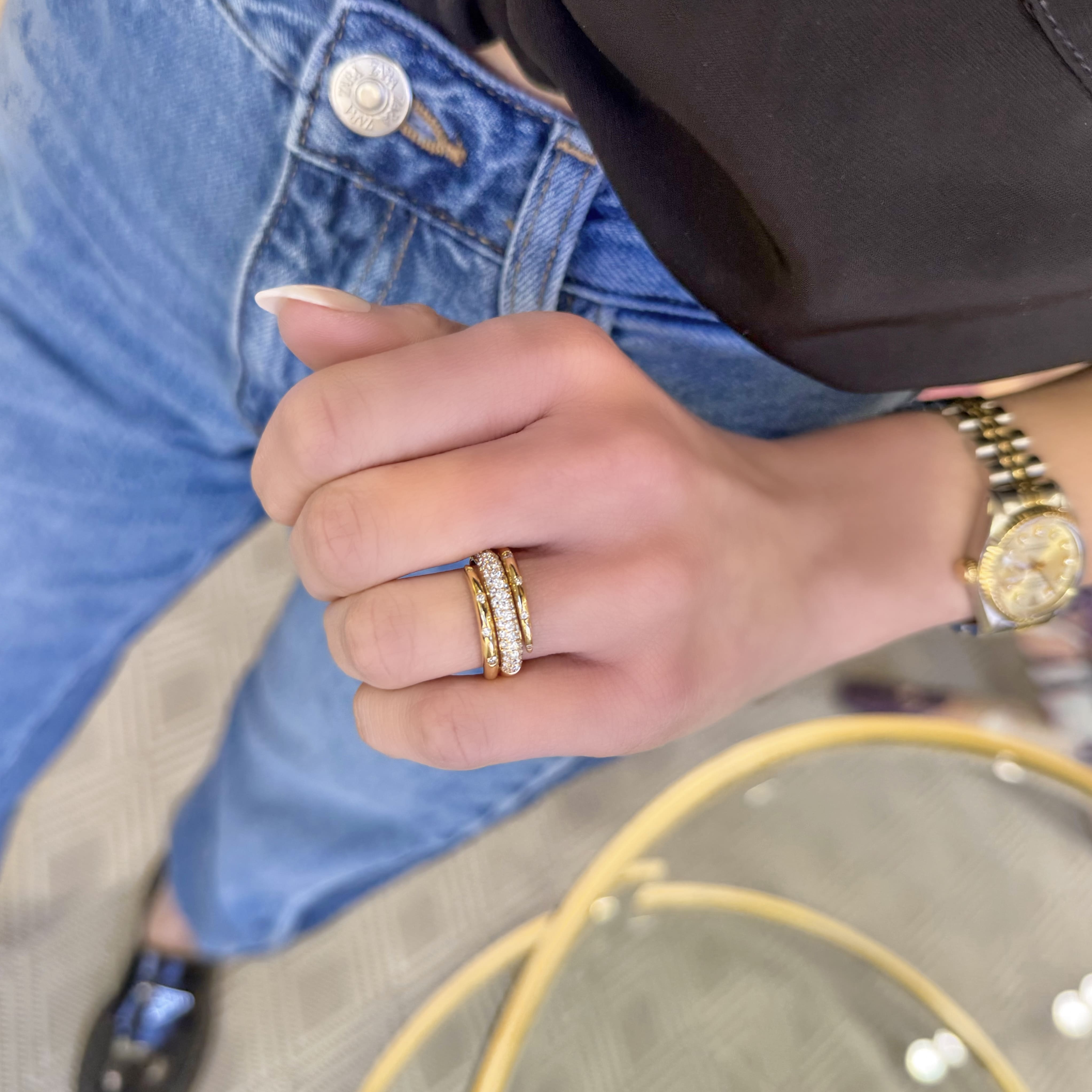 Pave Diamond Spiral Inlay Ring