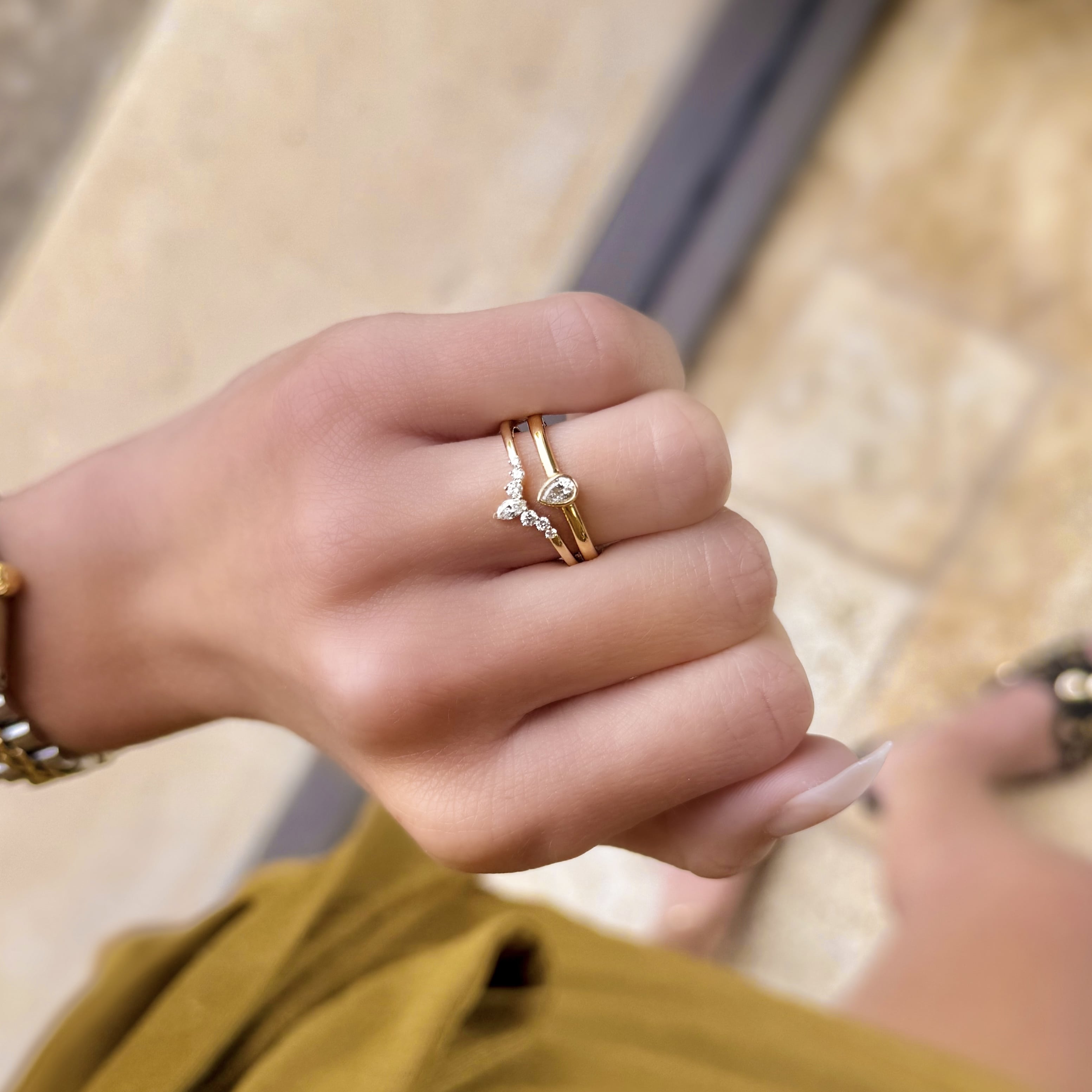 Bezel Set Pear Shape Diamond Ring