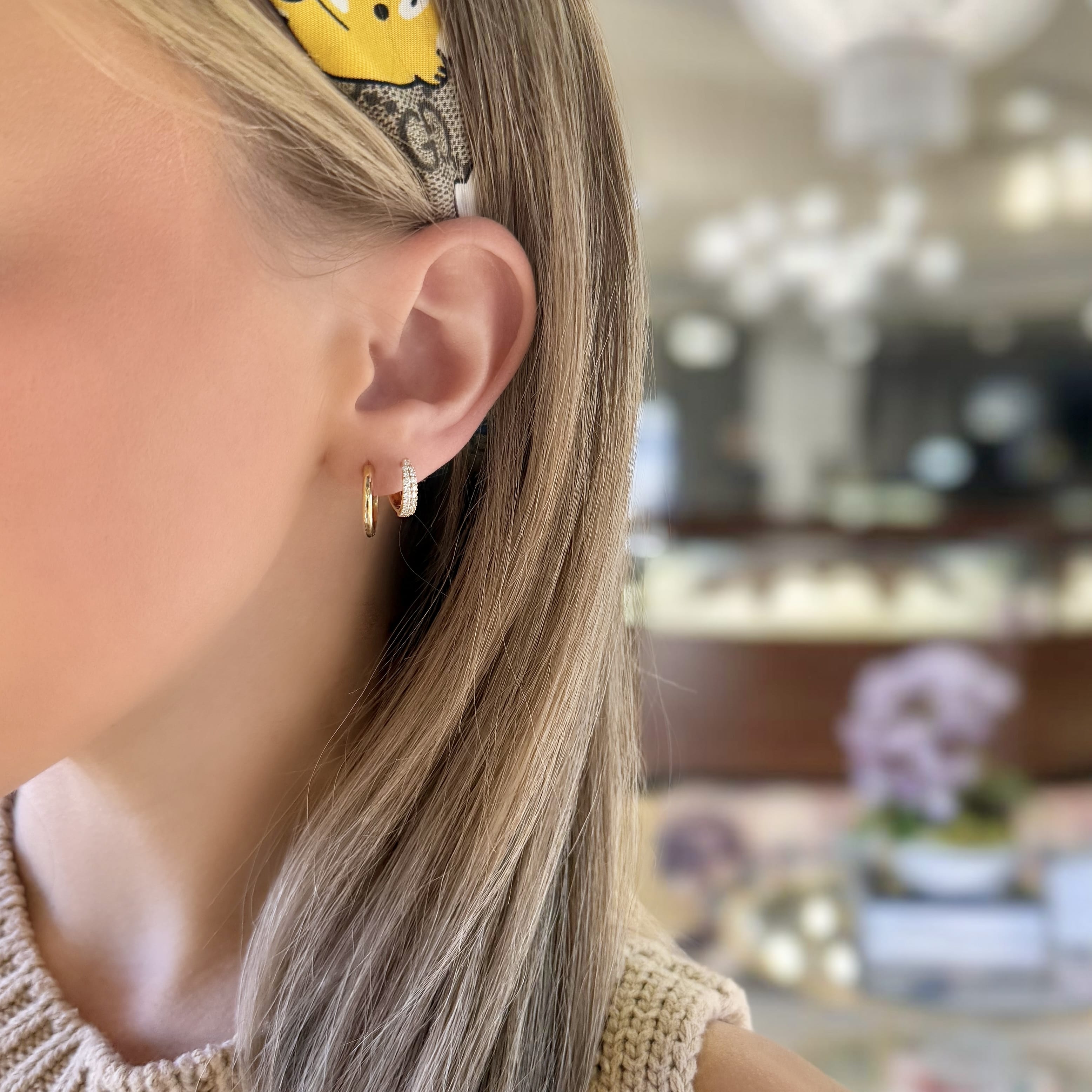 Micro Pave Diamond Huggies