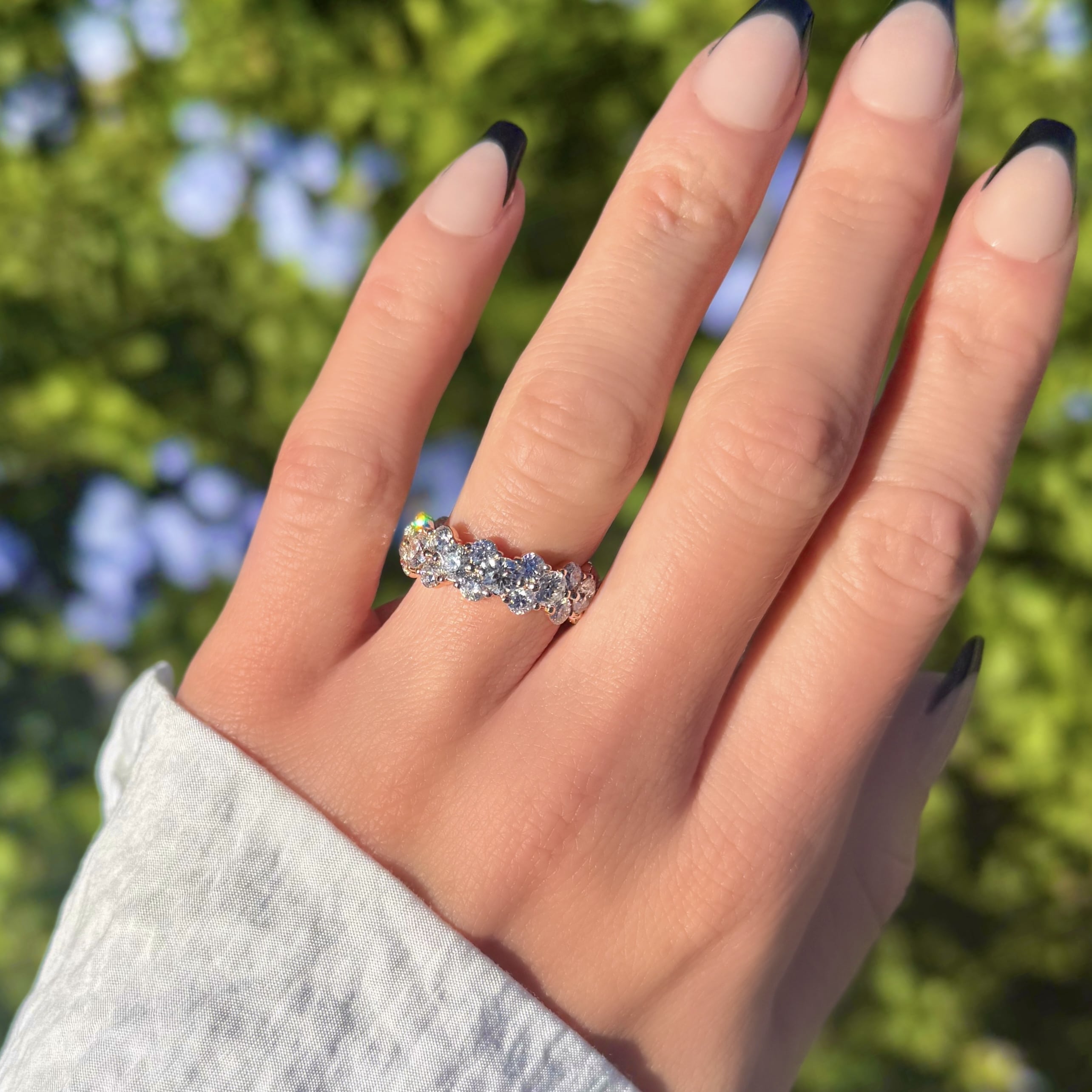 Round Diamond Cluster Eternity Band