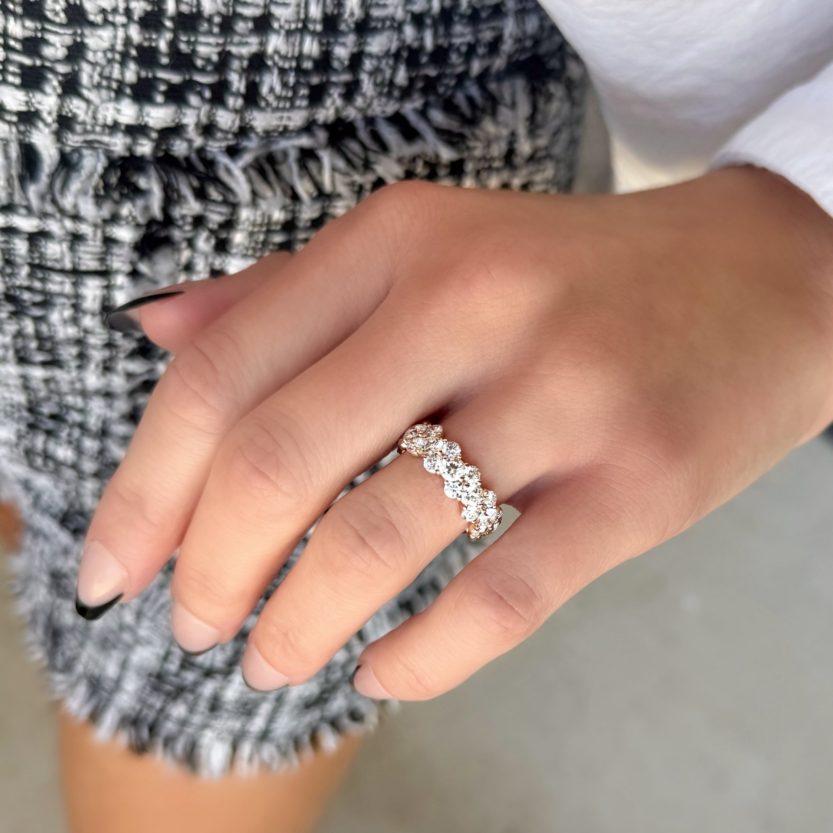 Round Diamond Cluster Eternity Band