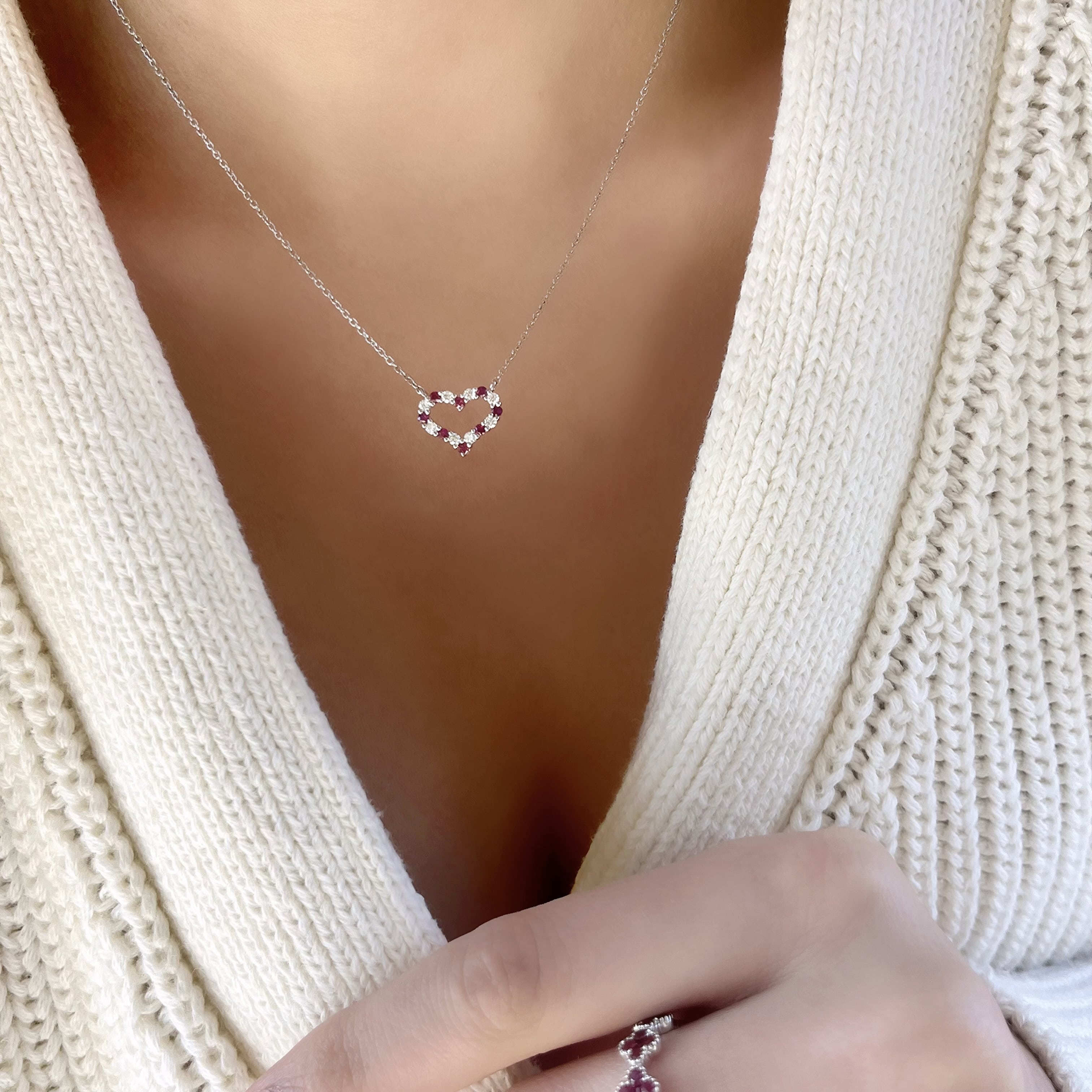Ruby and Diamond Heart Necklace