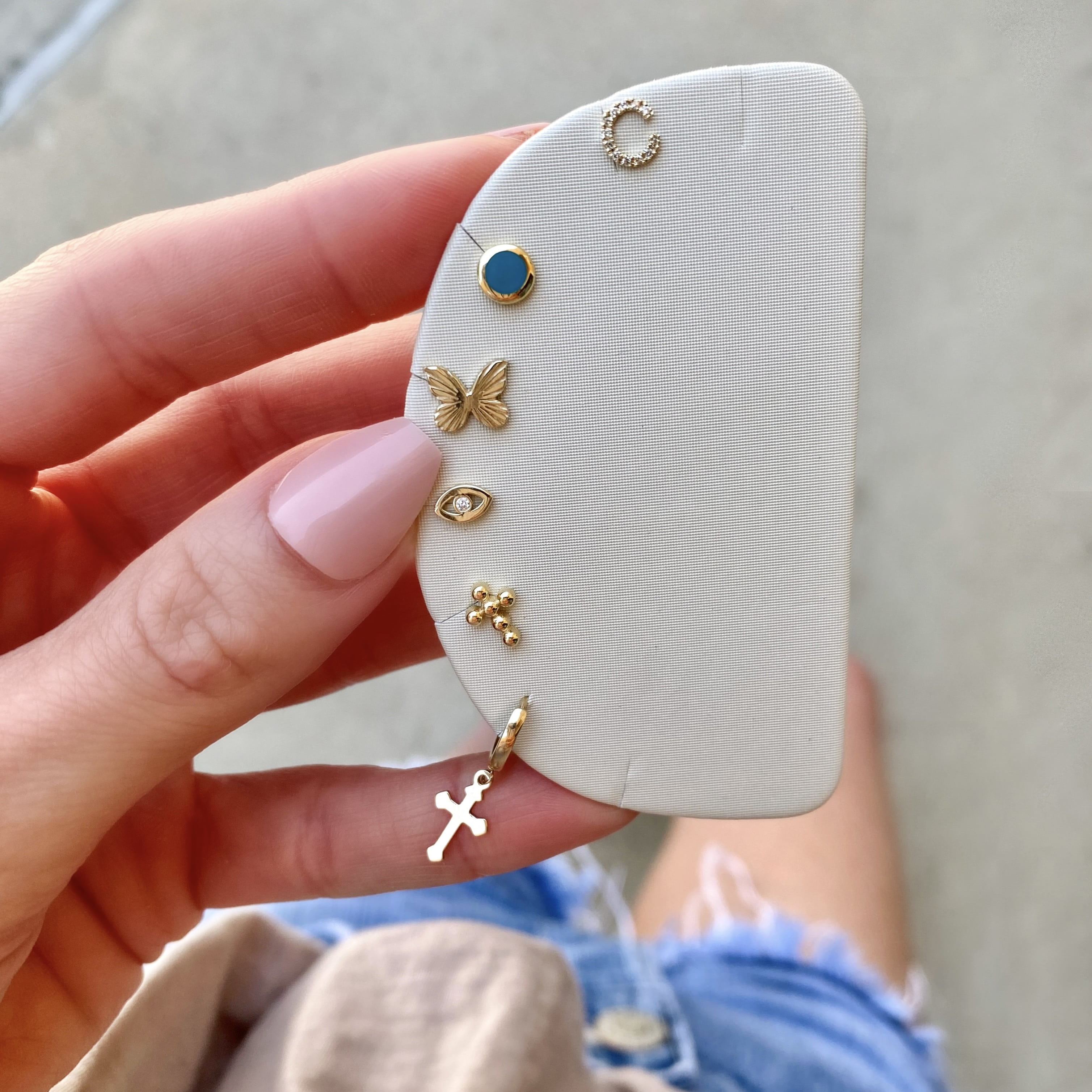 Beaded Cross Stud Earrings