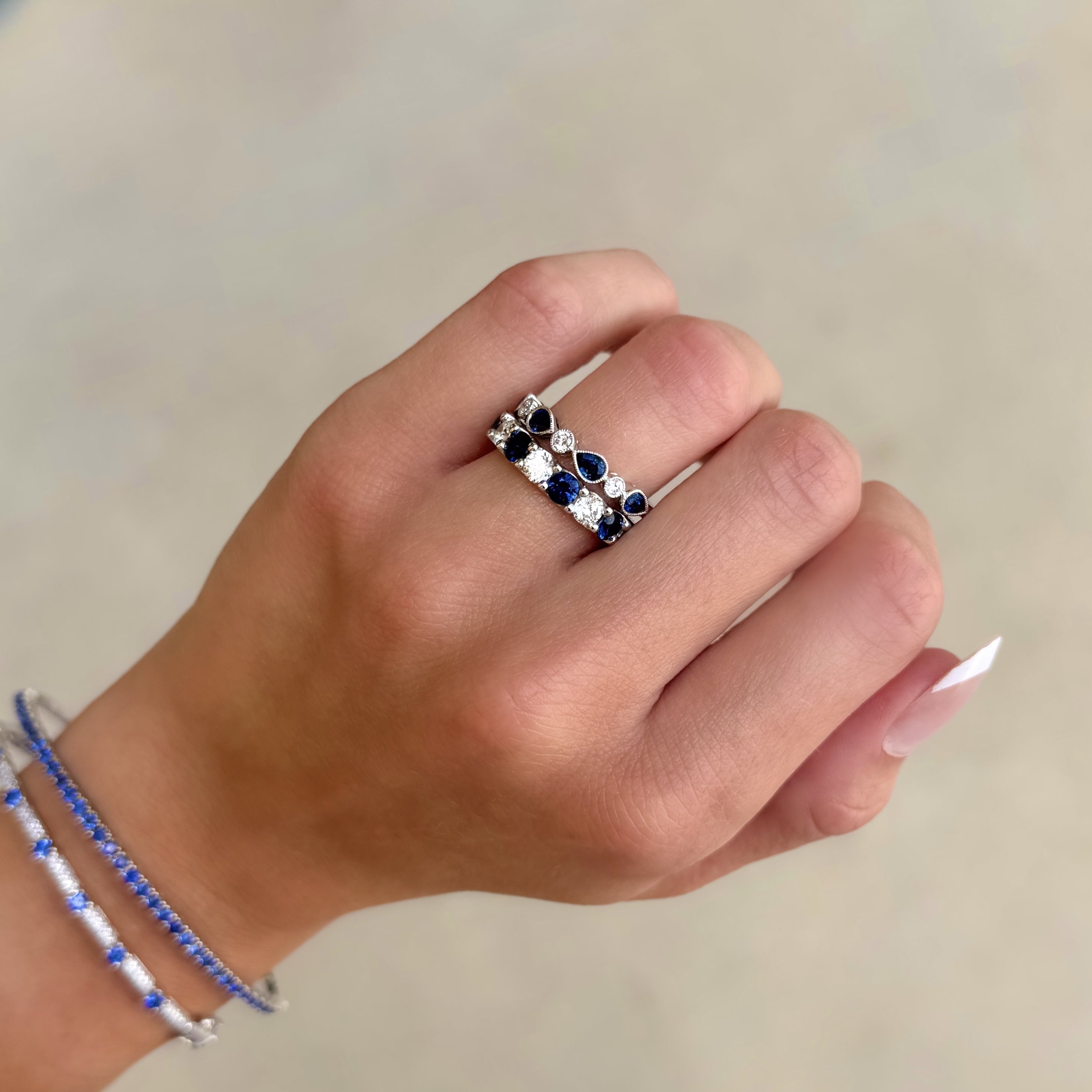 Alternating Sapphire and Diamond Band