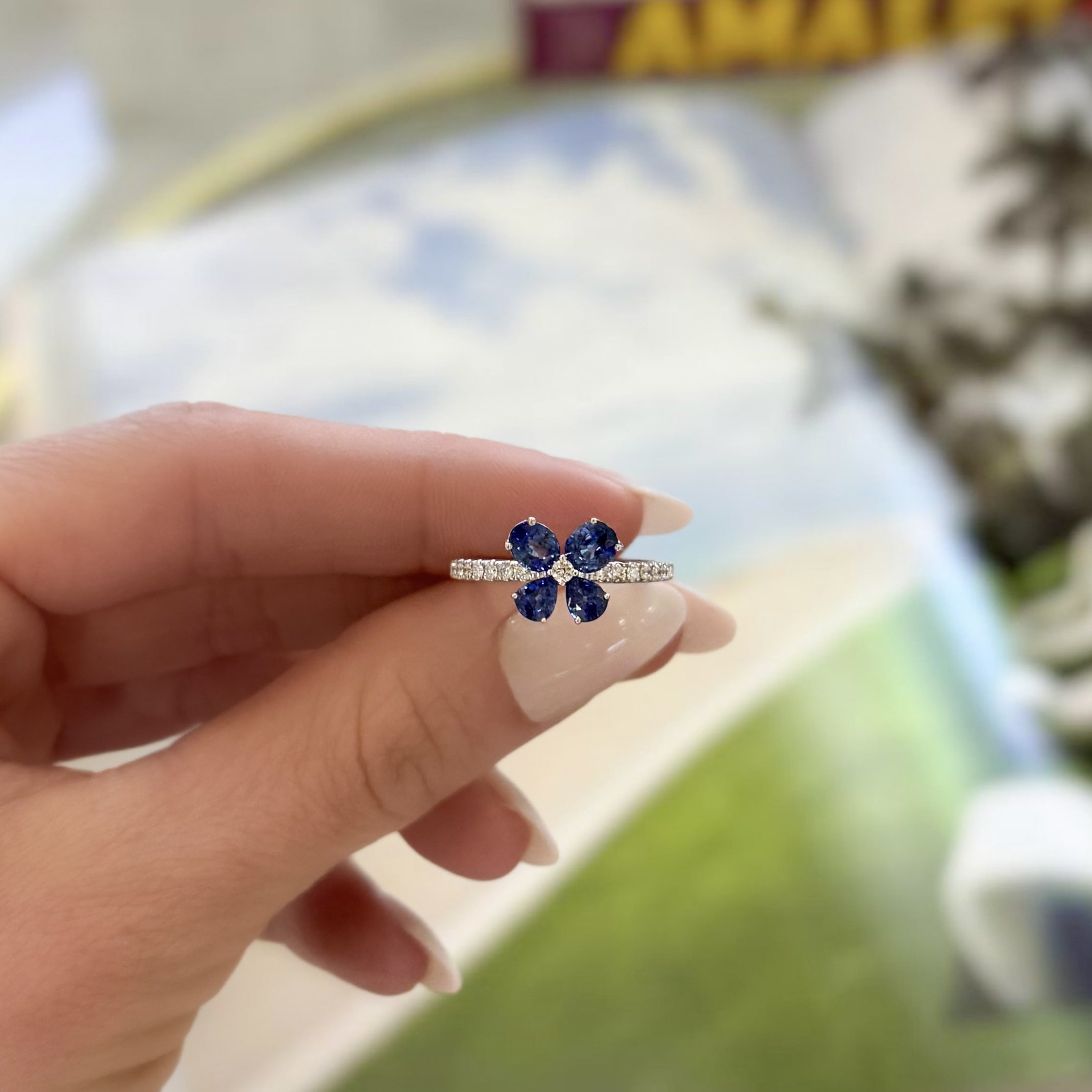 Sapphire and Diamond Butterfly Ring