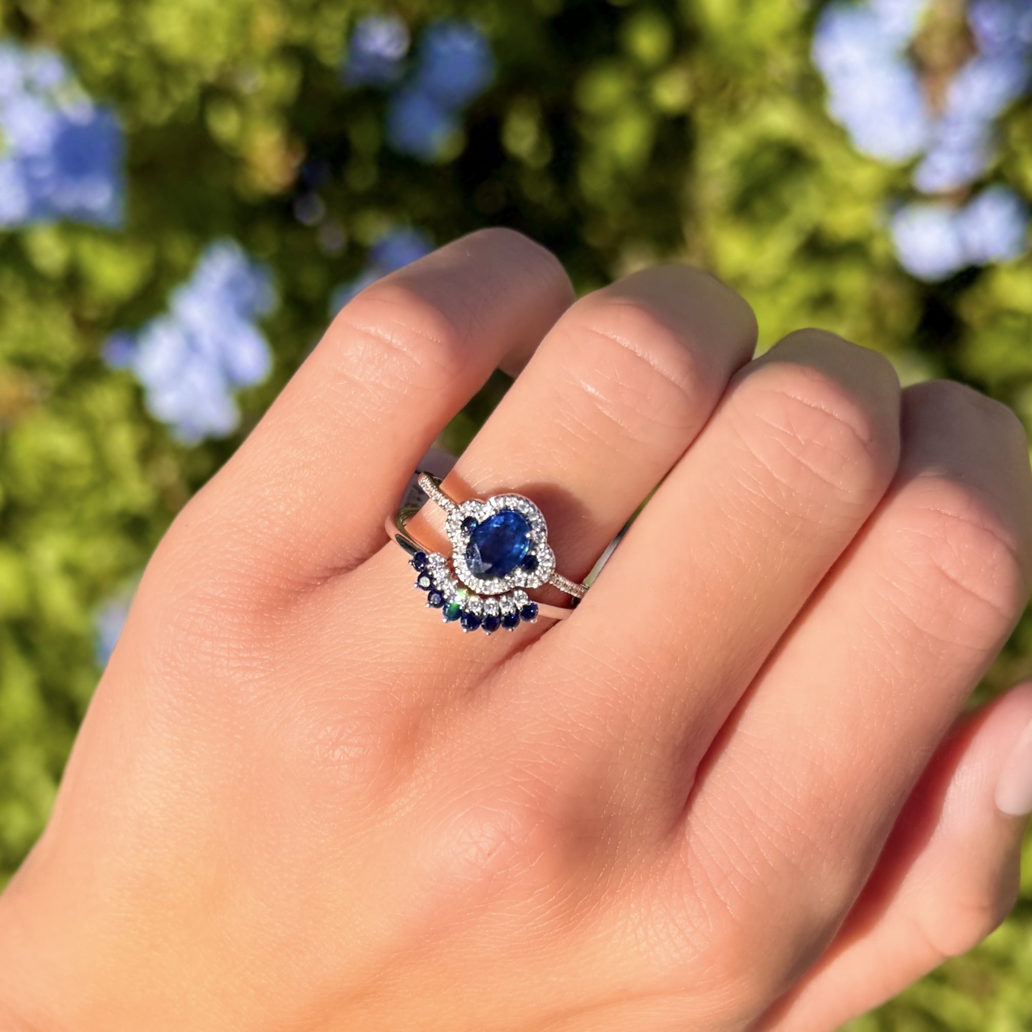 Sapphire and Diamond Accent Band