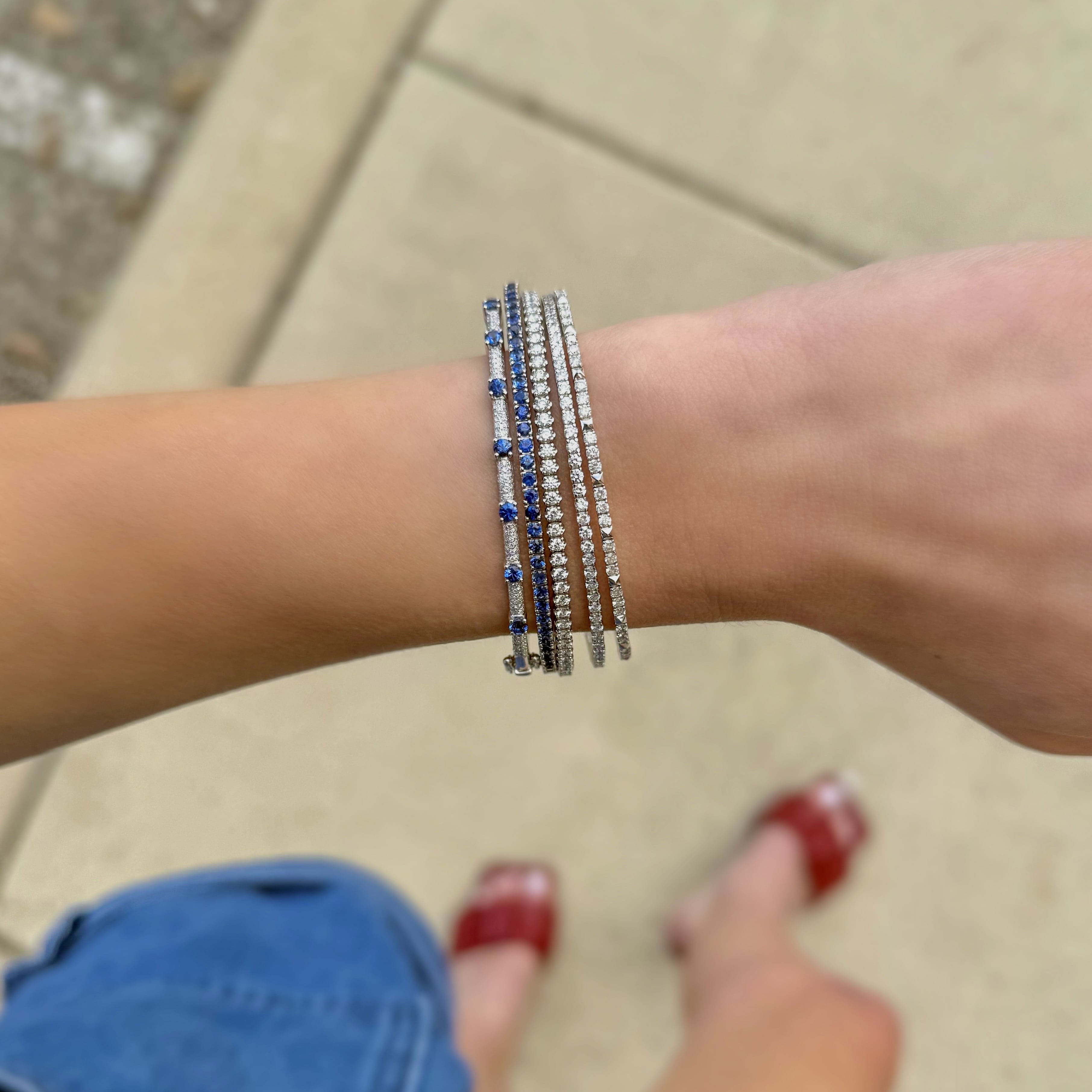 Pave Diamond and Sapphire Bangle