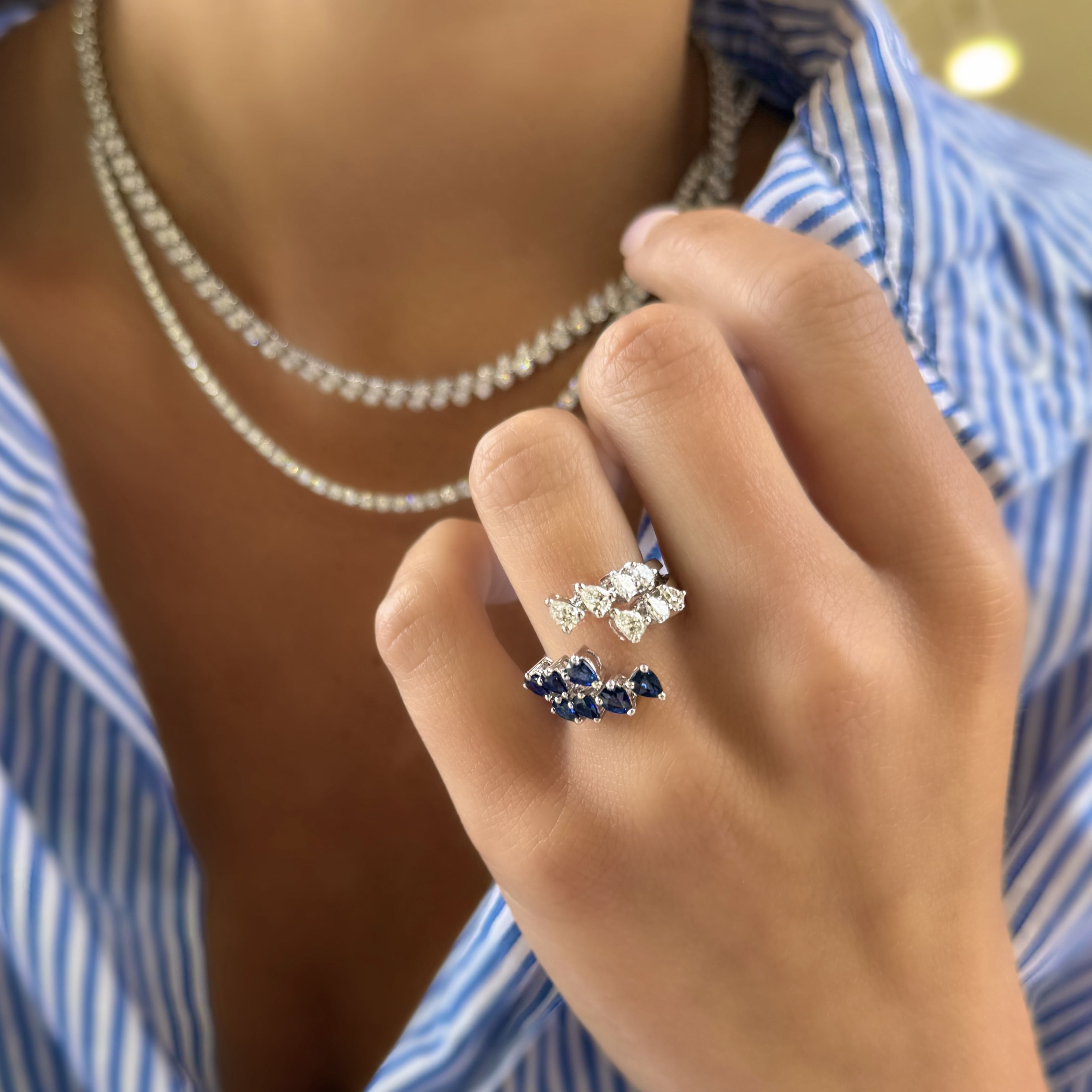 Pear Shape Sapphire and Diamond Ring