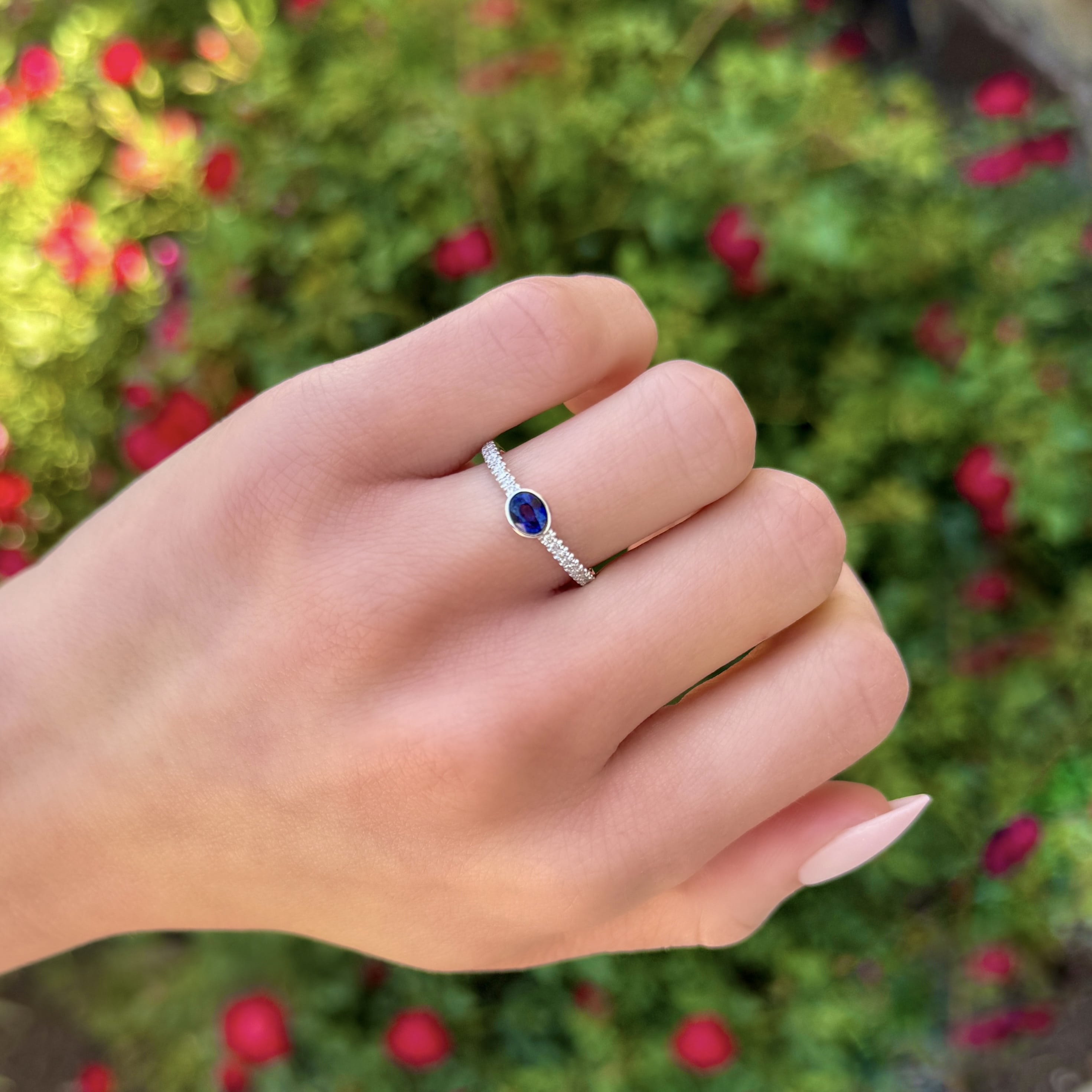 Bezel Set Sapphire and Diamond Ring