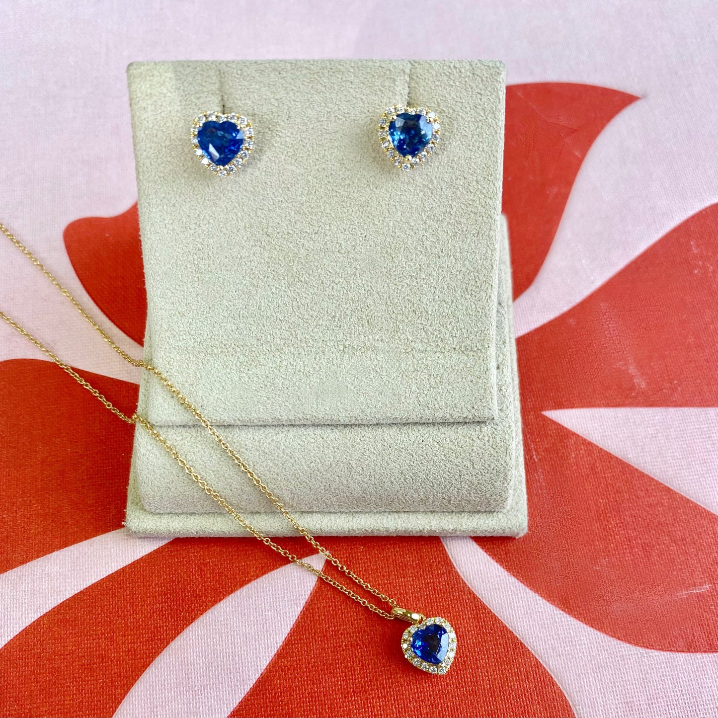 Sapphire and Diamond Heart Earrings