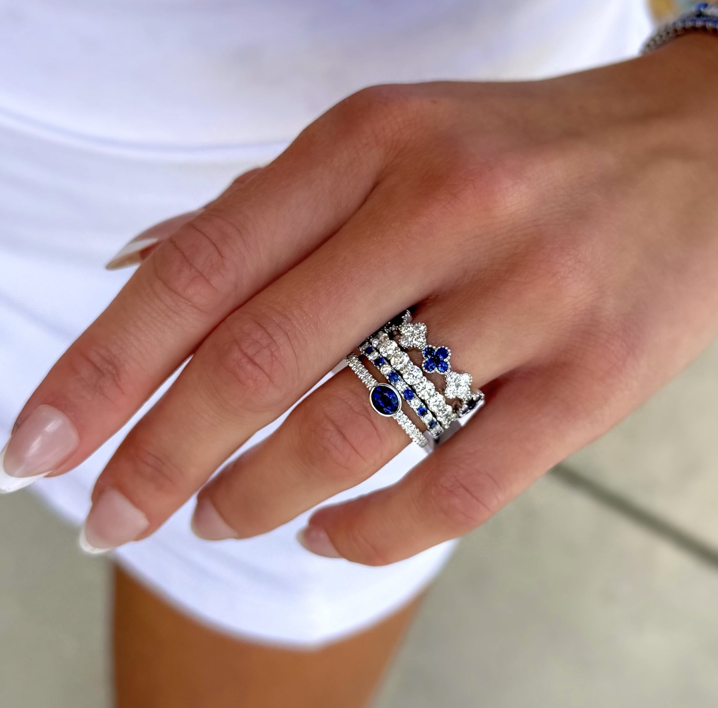 Sapphire and Diamond Clover Ring