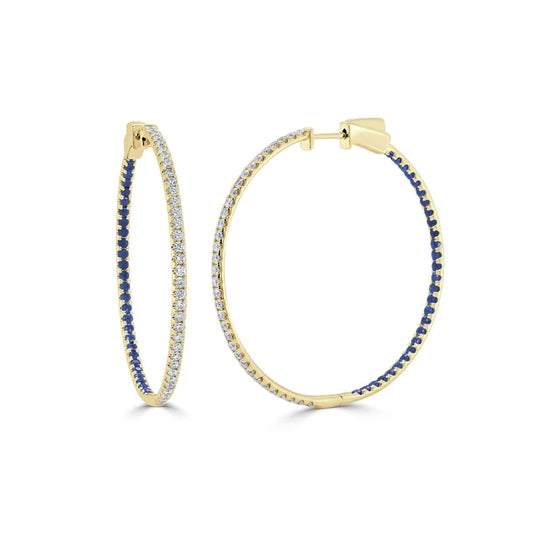 Halfway Diamond and Sapphire Inside Out Hoops