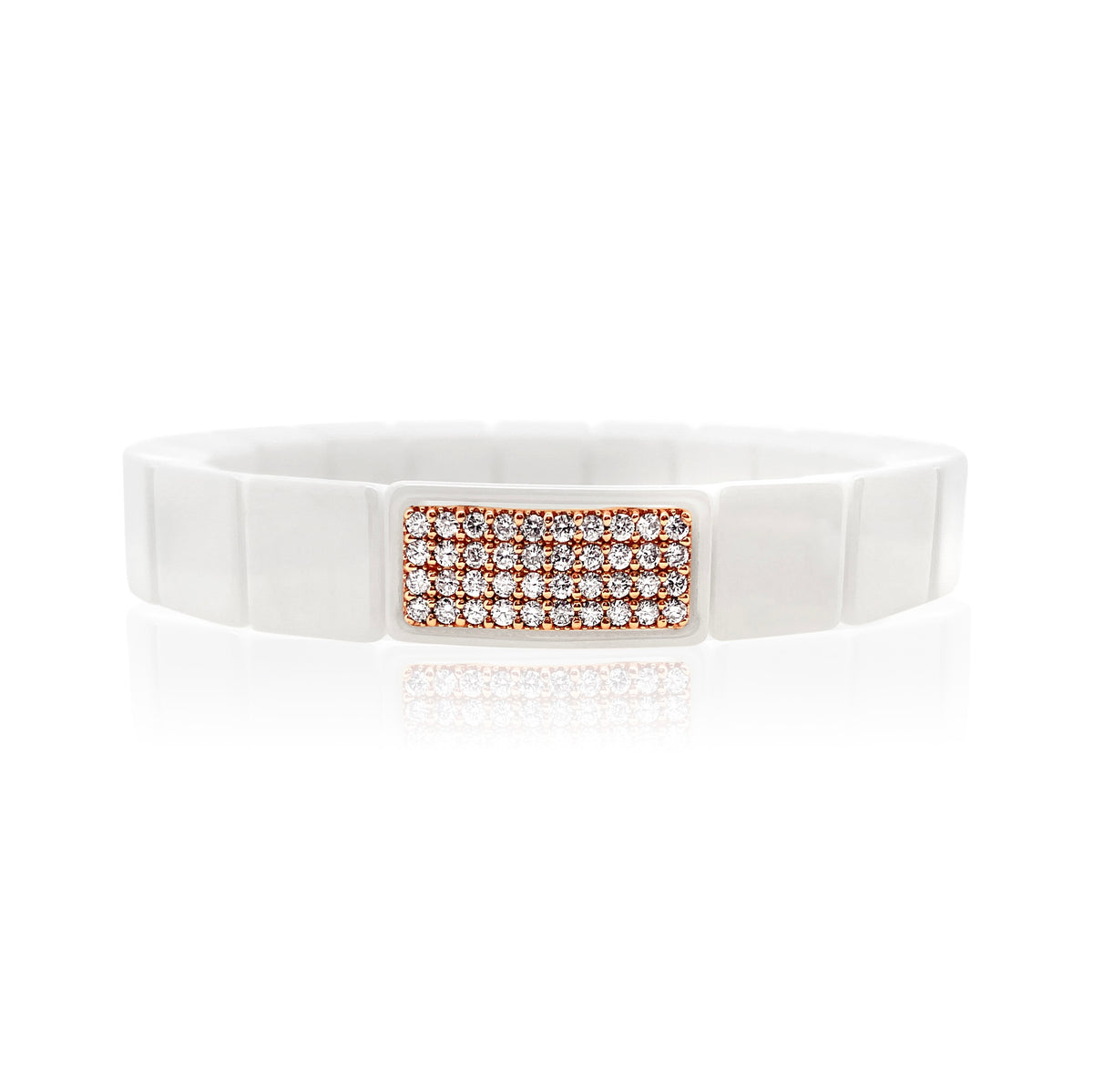 WHITE CERAMIC AND DIAMOND STRETCH BRACELET