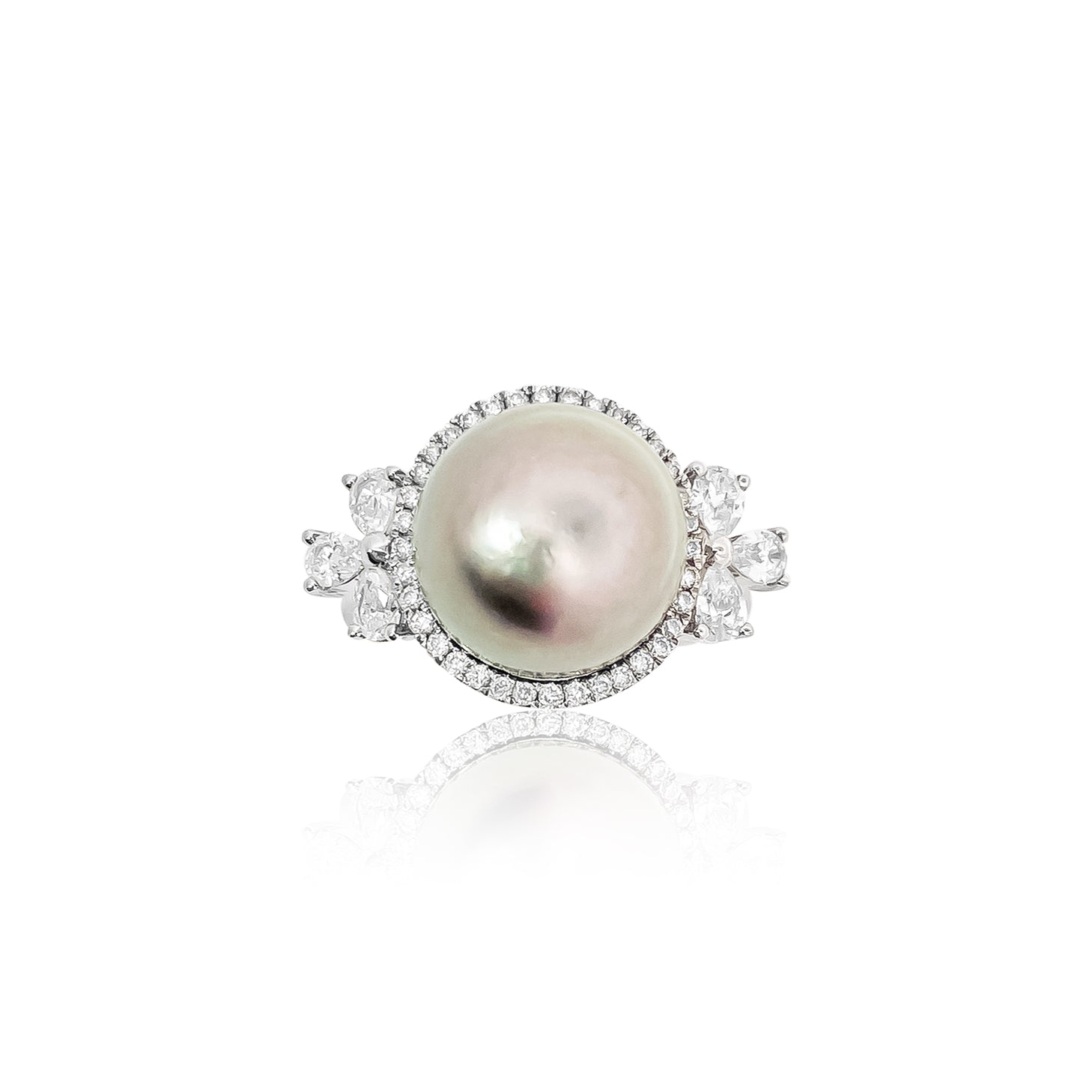 Tahitian Pearl and Diamond Cocktail Ring