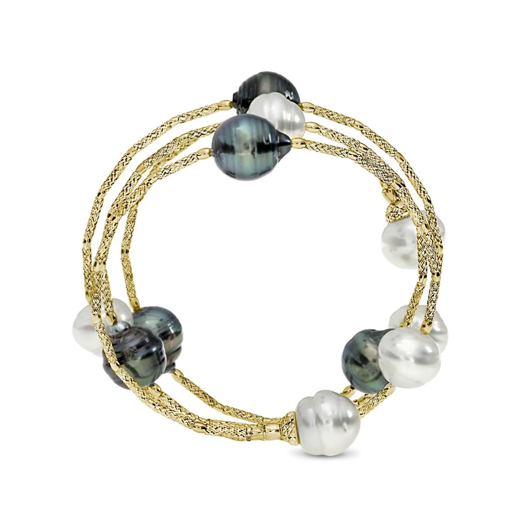 Tahitian and Southsea Pearl Wrap Bracelet