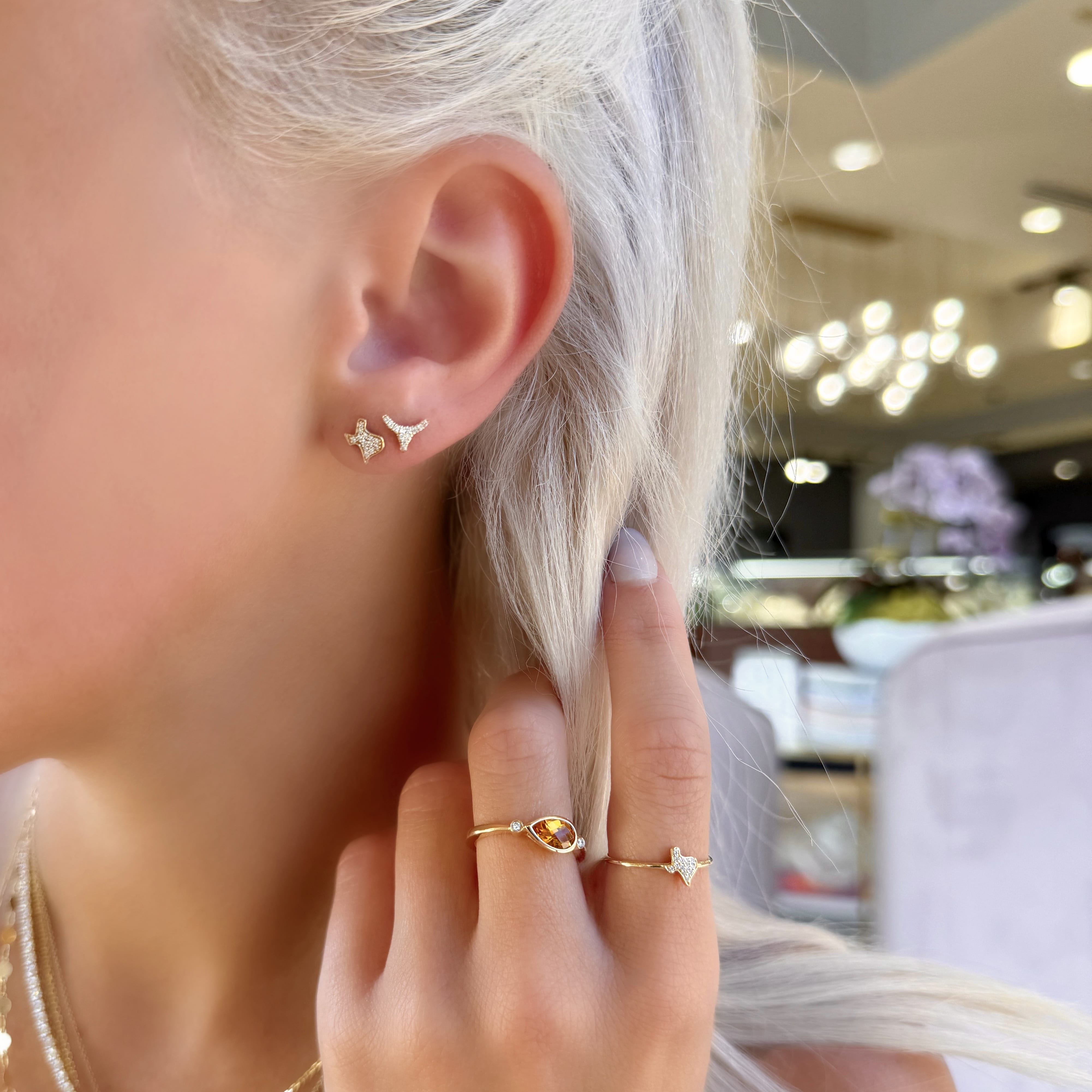 Pave Diamond Bull Studs