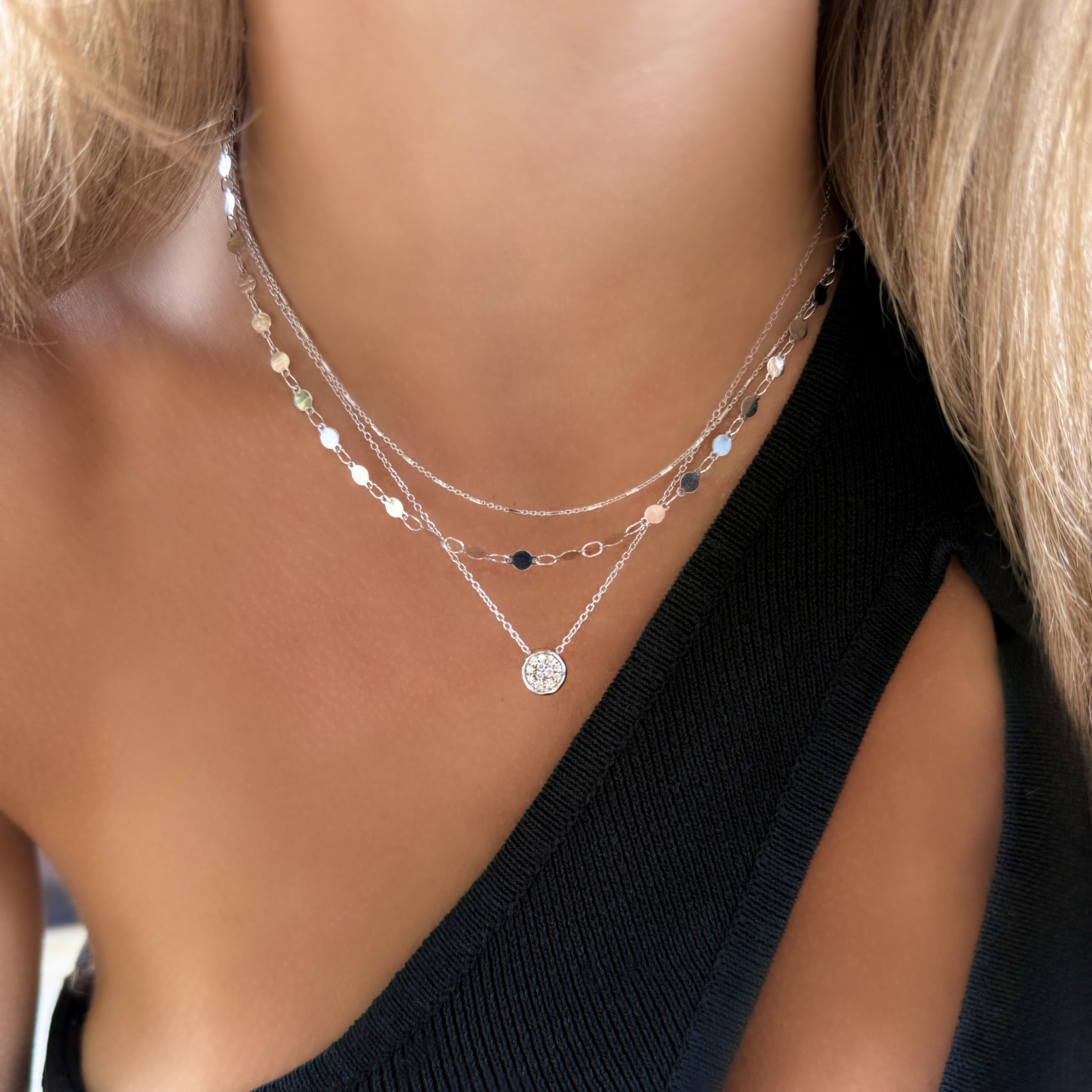 Bezel Set Pave Diamond Necklace