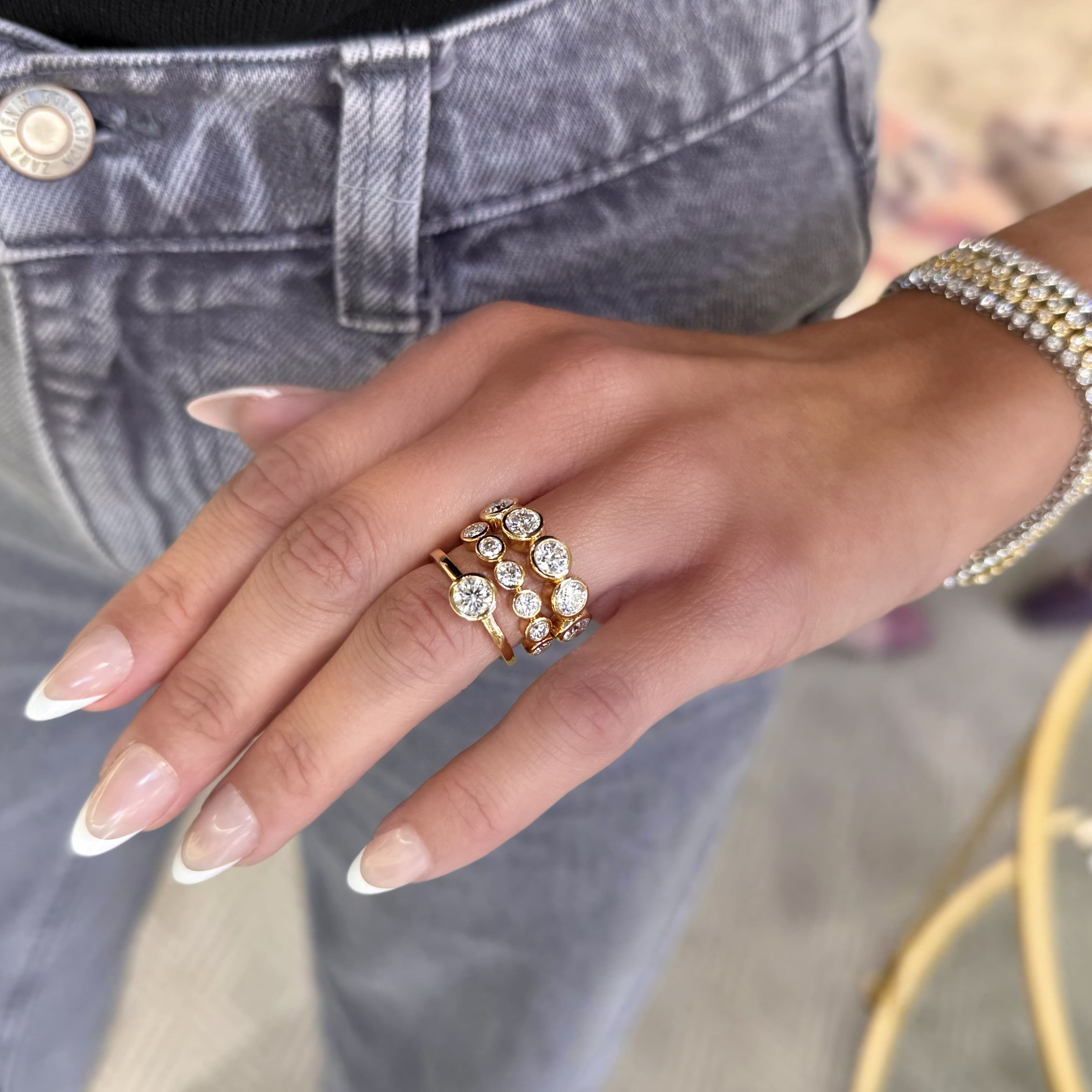 5 Stone Diamond Bezel Band