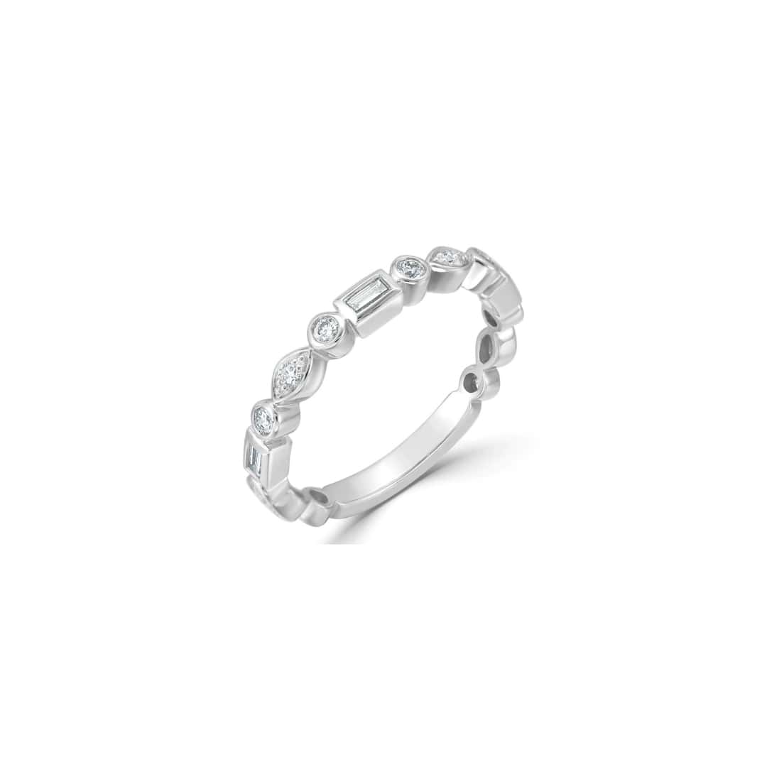 Round and Baguette Diamond Band