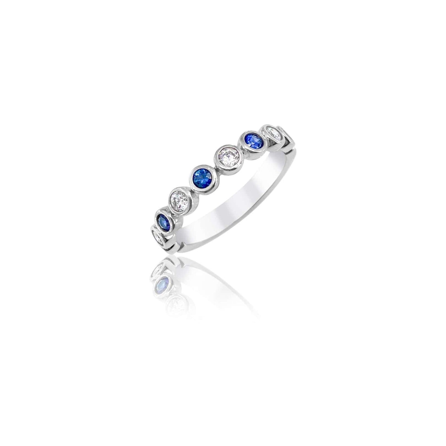 Sapphire and Diamond Bezel Band