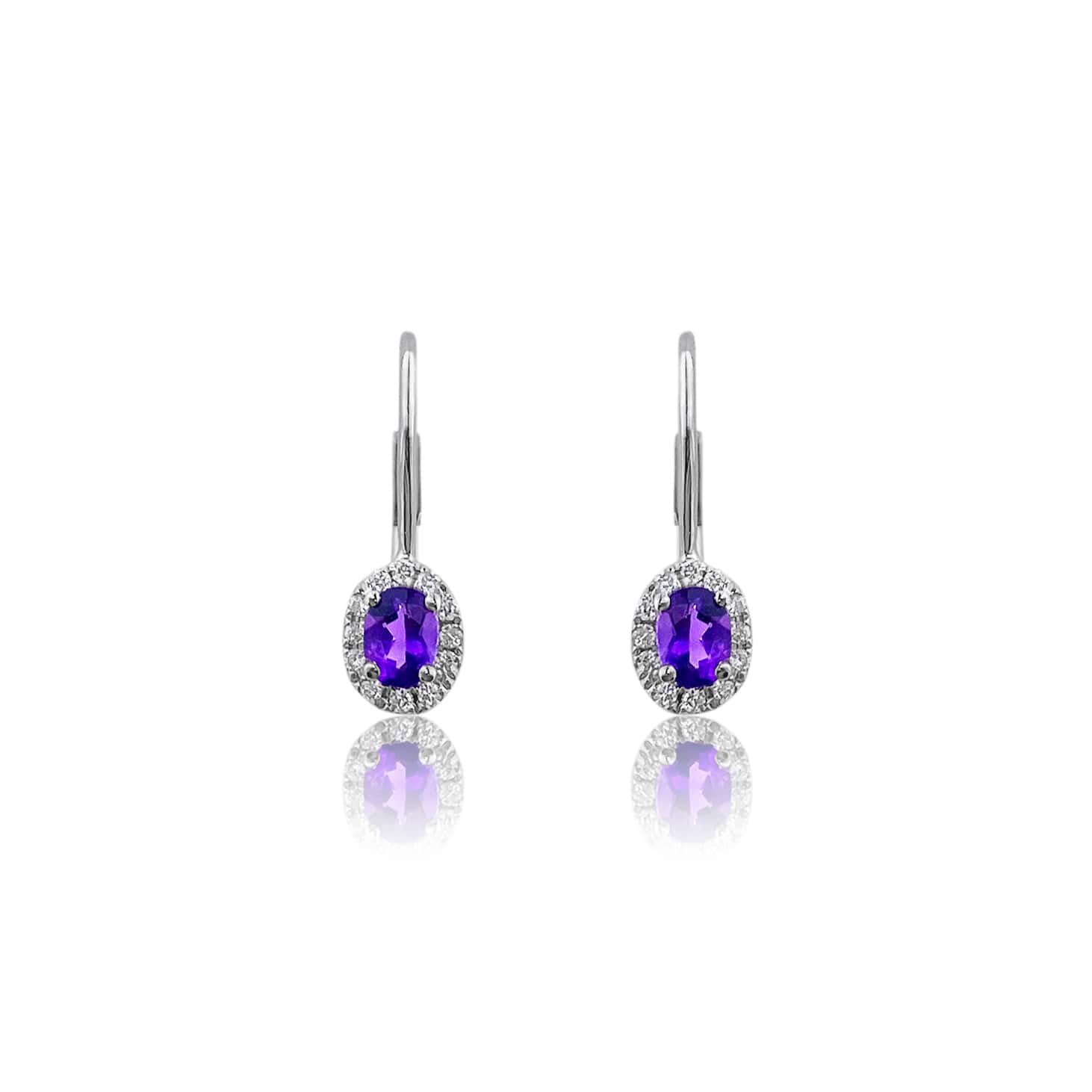 Amethyst and Diamond Huggies