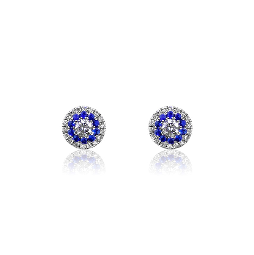 Sapphire and Diamond Halo Jacket Studs