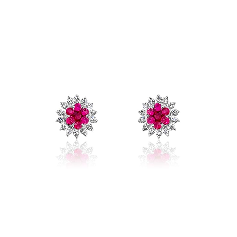 Ruby and Diamond Burst Earrings