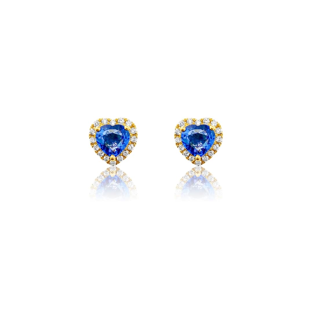 Sapphire and Diamond Heart Earrings