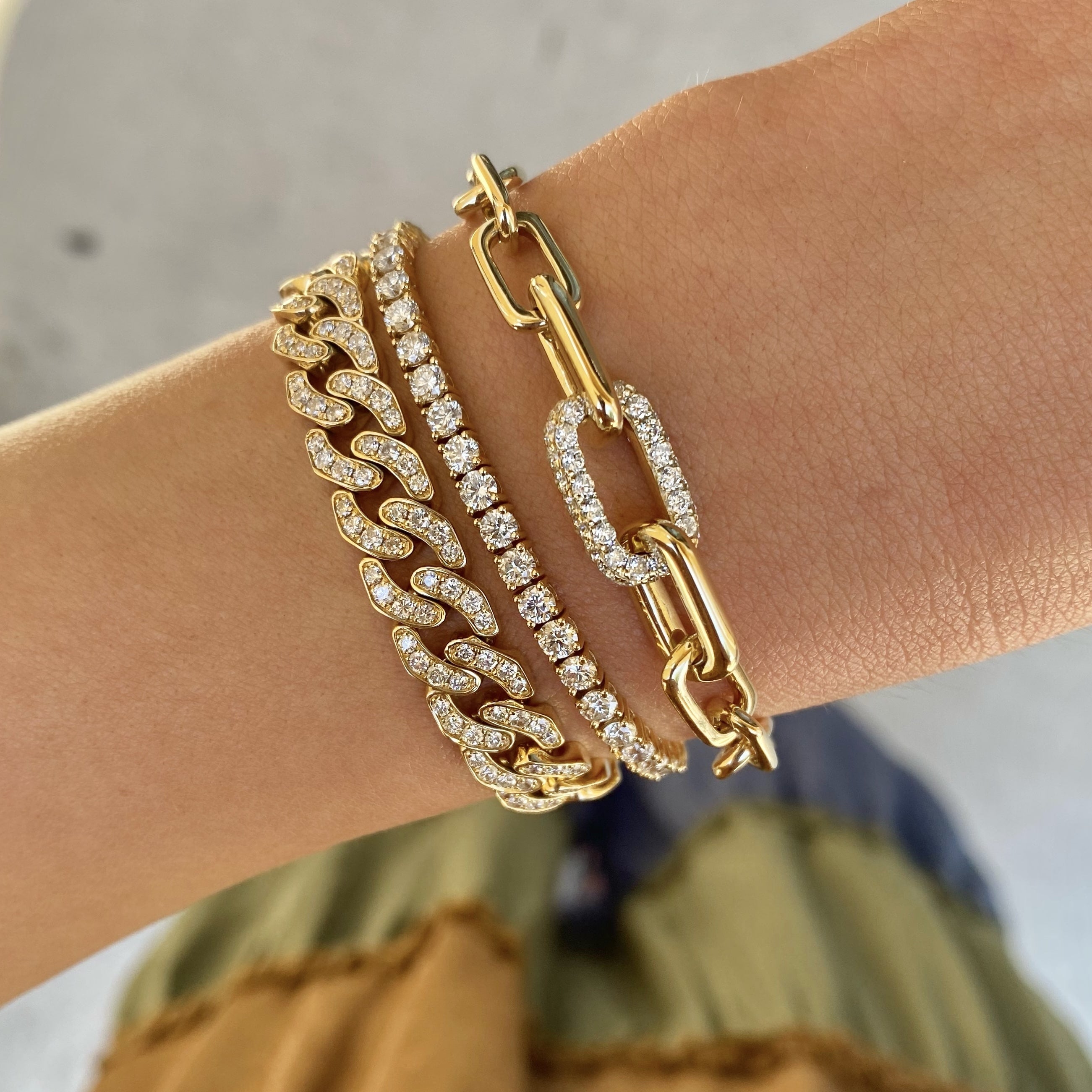 Pave Diamond Link Chain Bracelet