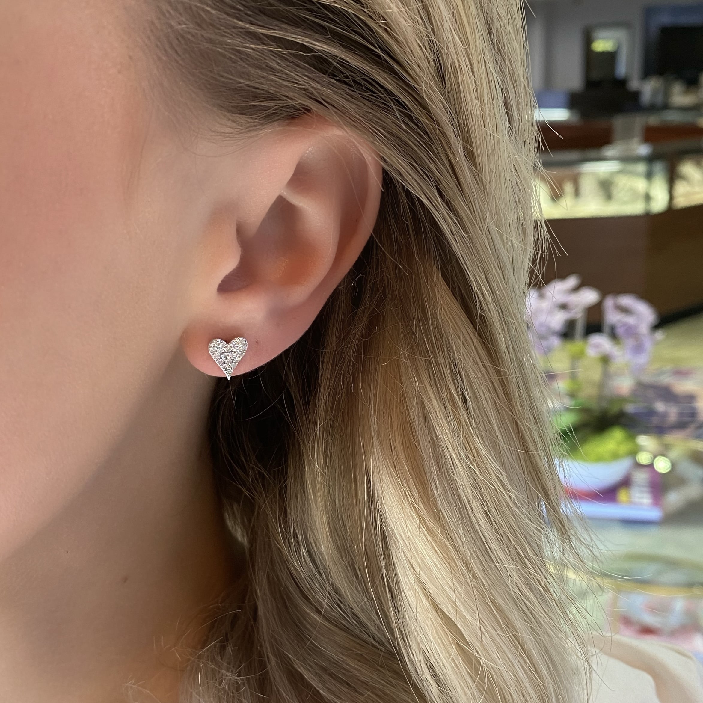 Pave Diamond Heart Studs