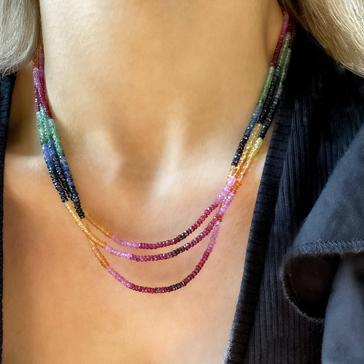 Beaded Rainbow Sapphire Necklace