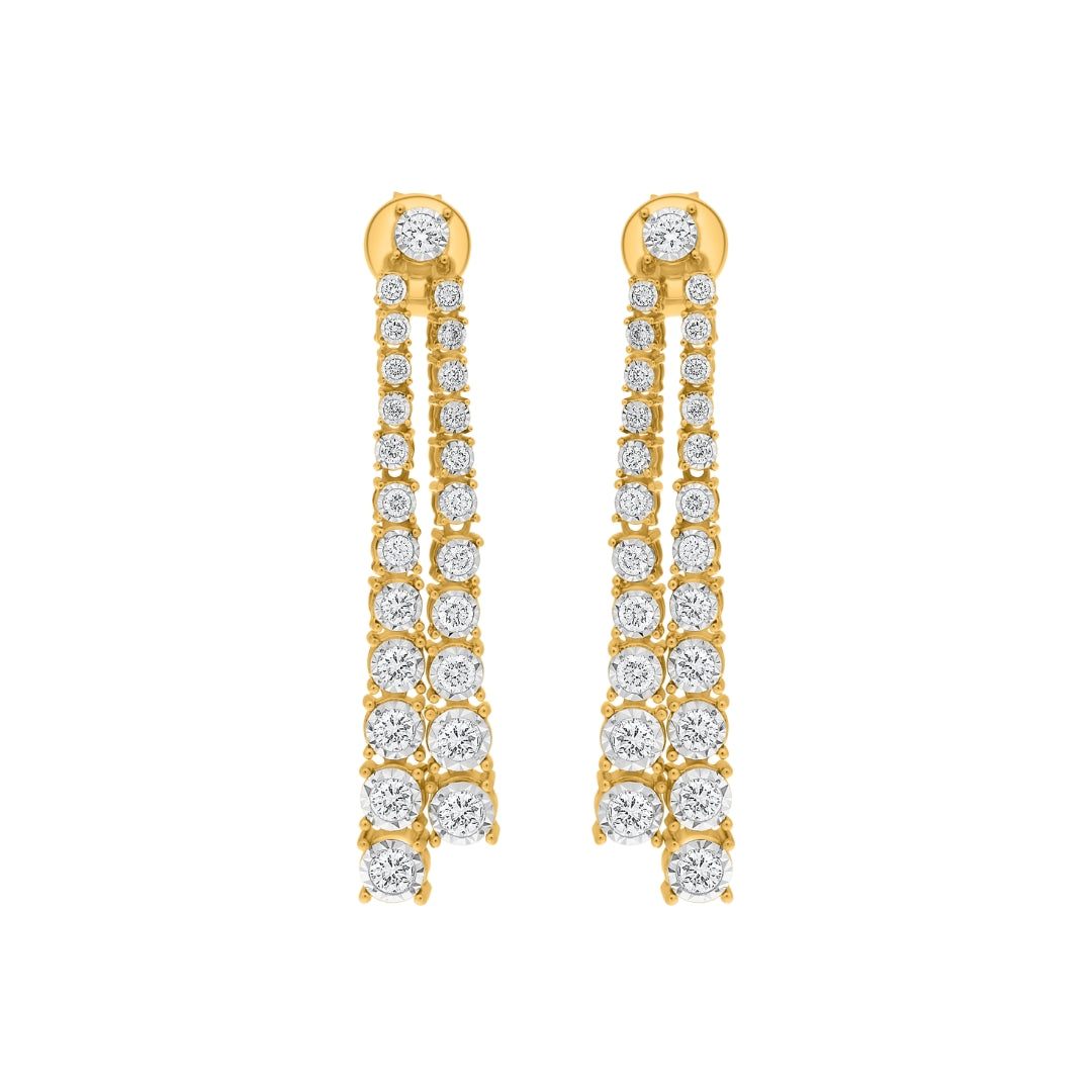Double Diamond Waterfall Earrings