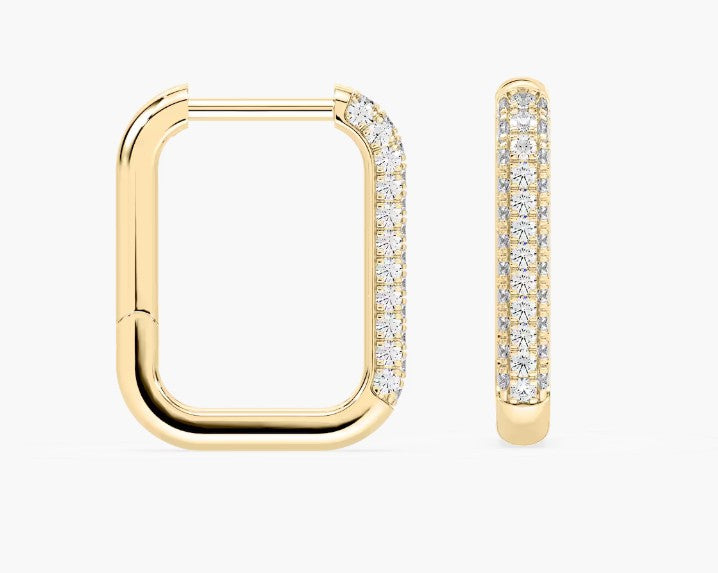 DIAMOND RECTANGLE HOOP EARRINGS