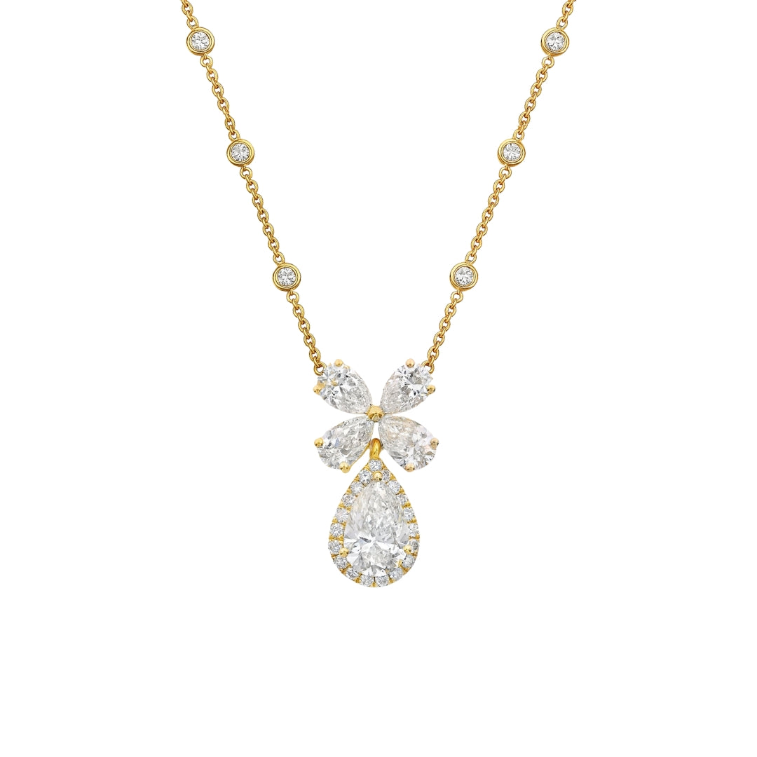 Teardrop Blossom Diamond Necklace