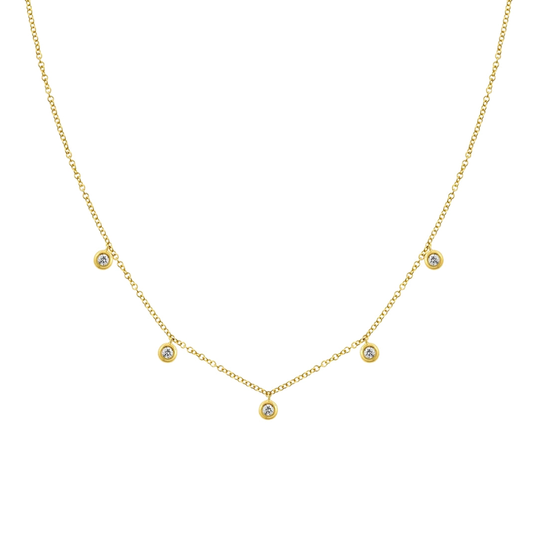 5 Stone Bezel Diamond Necklace