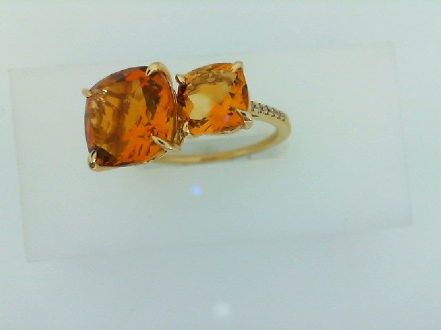 YELLOW GOLD CITRINE AND DIAMOND RING