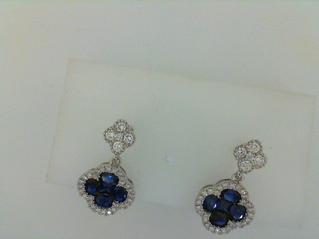SAPPHIRE AND DIAMOND CLOVER DROP EARRINGS