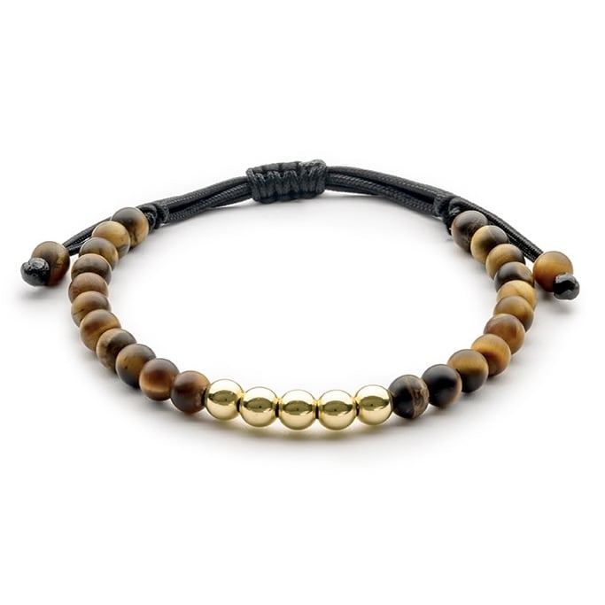 Tigers Eye and Gold Beaded Bracelet