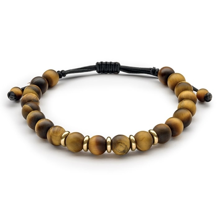 Tigers Eye and Gold Beaded Bracelet