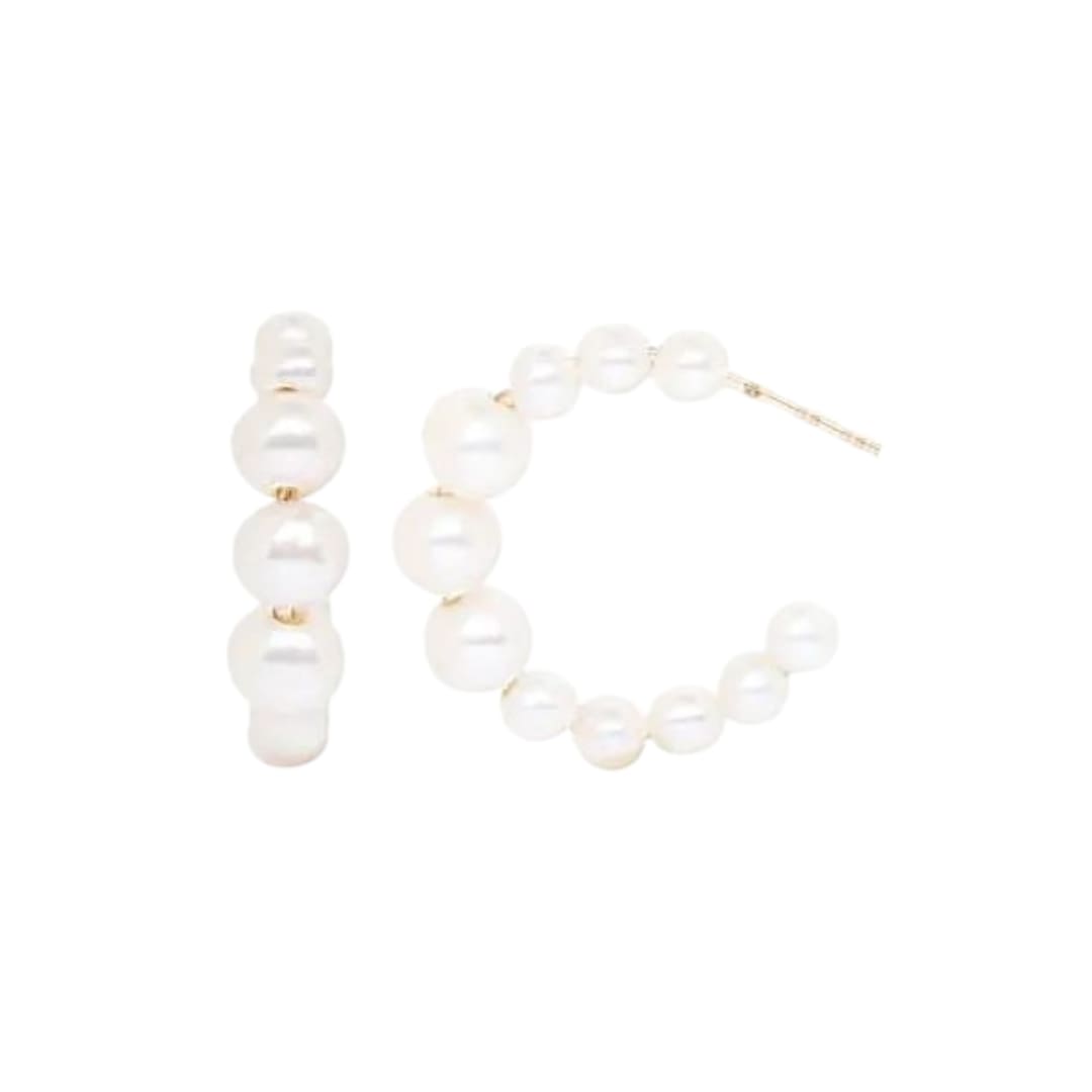 Small Graduated Pearl Hoop Earrings