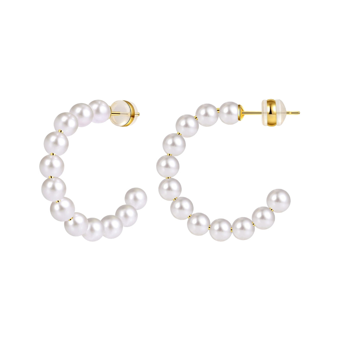 4-4.5MM PEARL HOOP EARRINGS