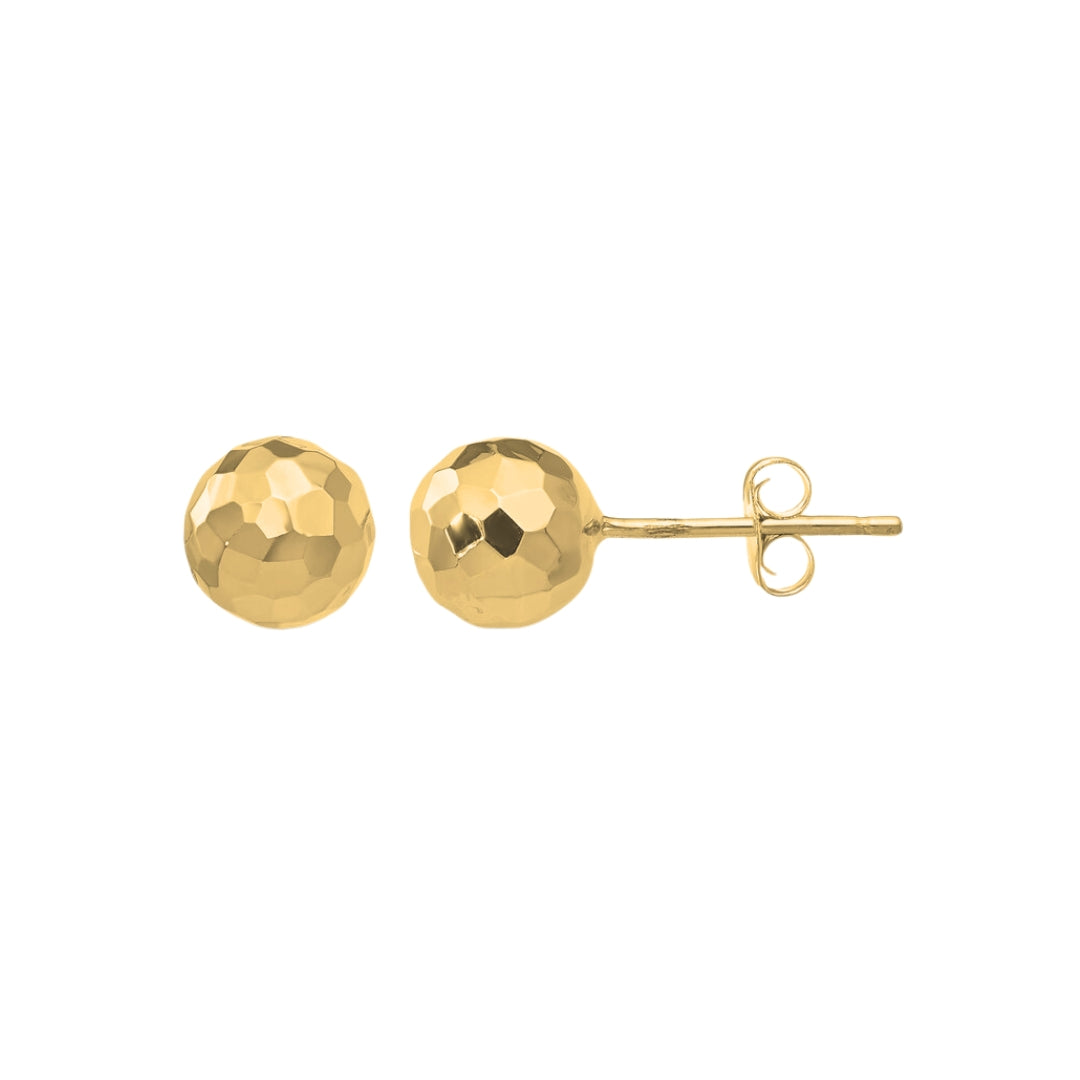 7MM FACETED BALL EARRINGS IN YELLOW GOLD