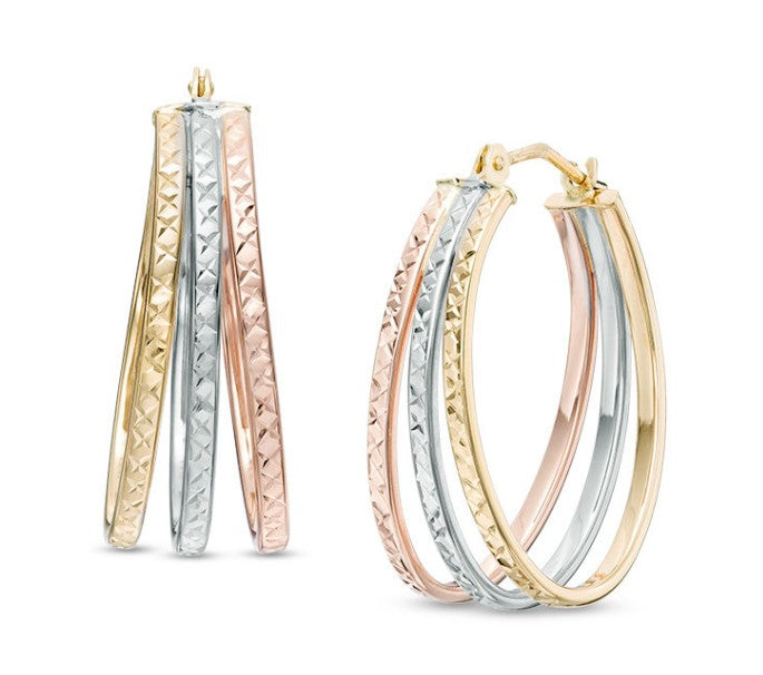 TRI GOLD TRIPLE HOOP EARRINGS