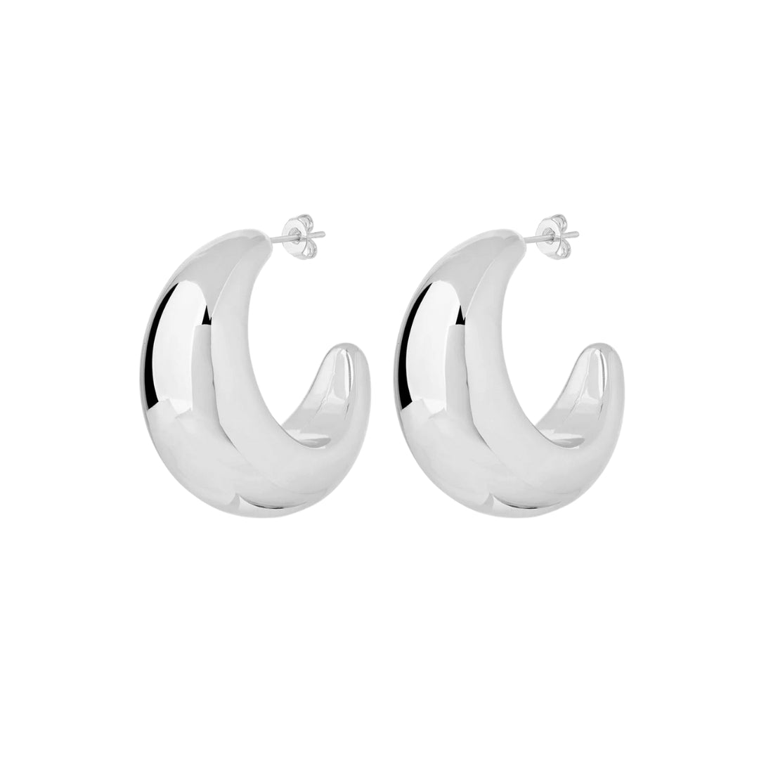 Large Sterling Silver Puffed Hoops