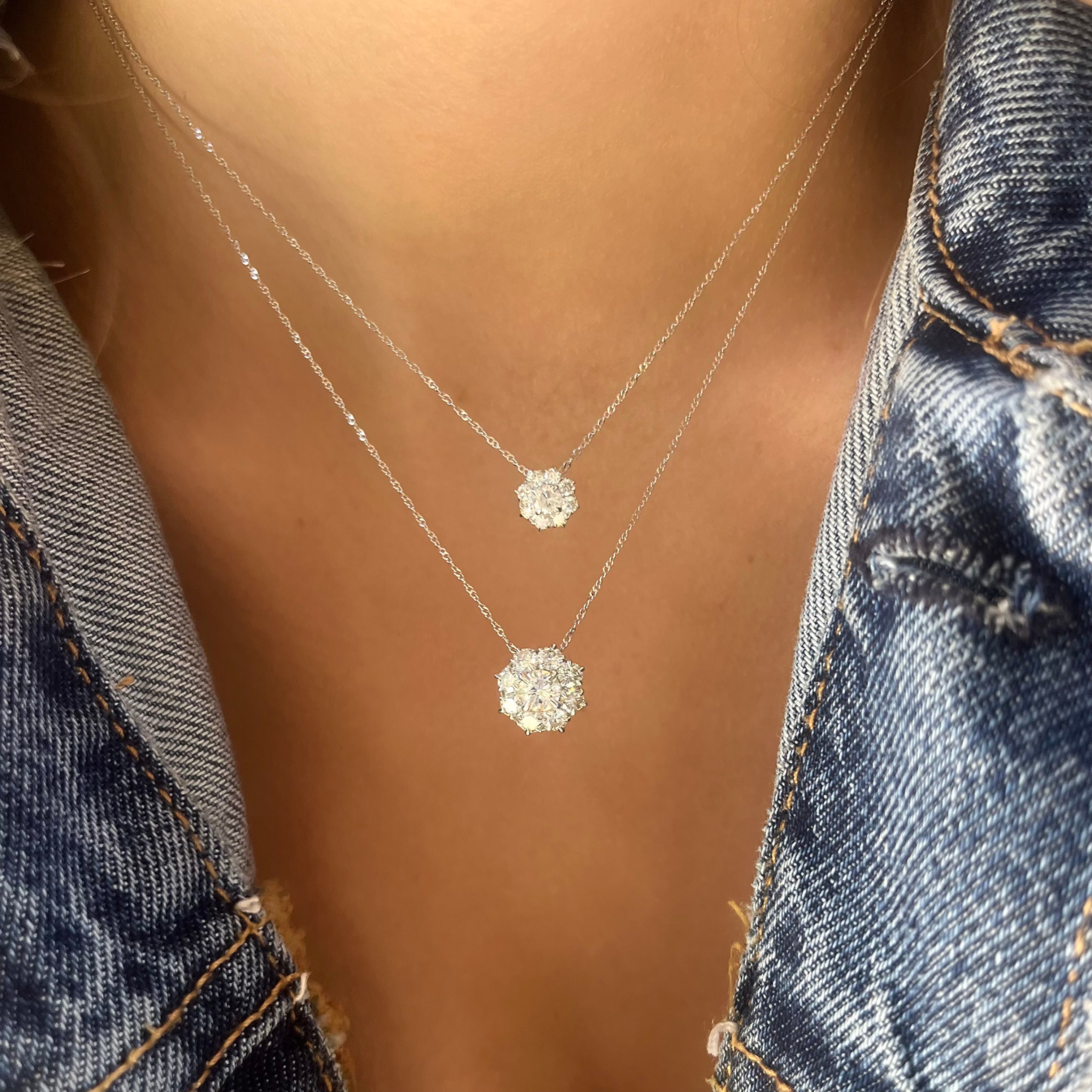 1ctw Diamond Cluster Necklace