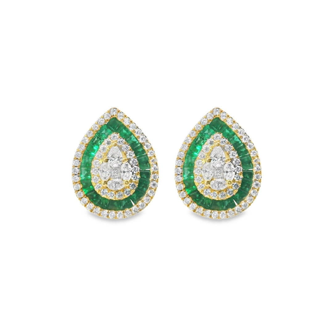 Emerald and Diamond Cocktail Earrings