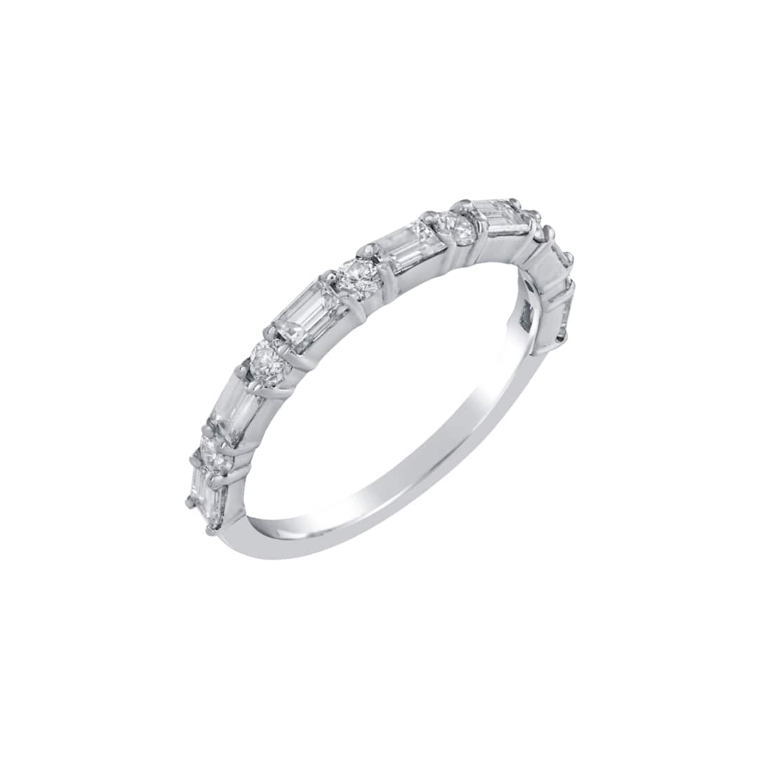 Baguette and Round Diamond Band